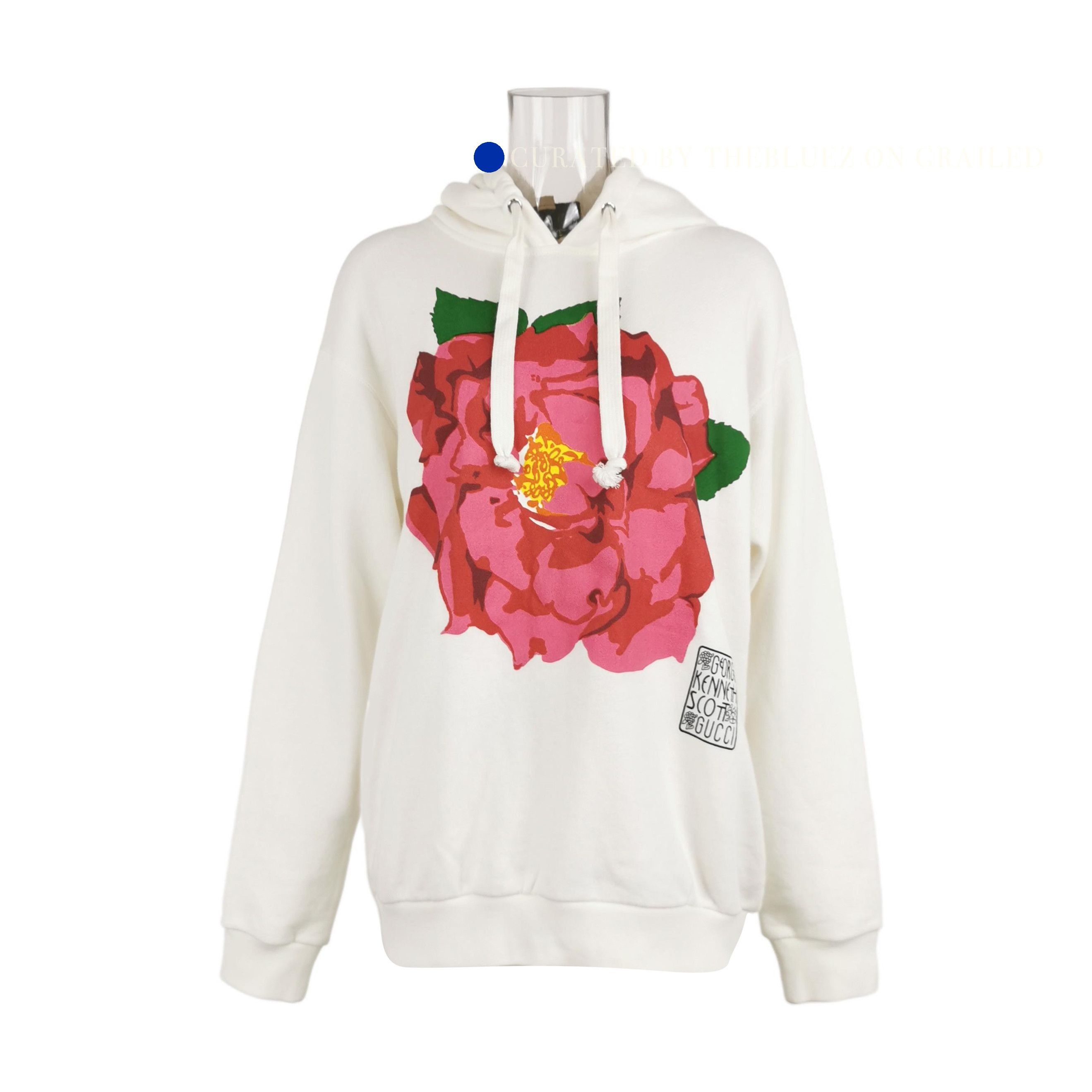 Gucci Floral Print Logo Hoodie in White Size US S / EU 44-46 / 1 - 1 Thumbnail