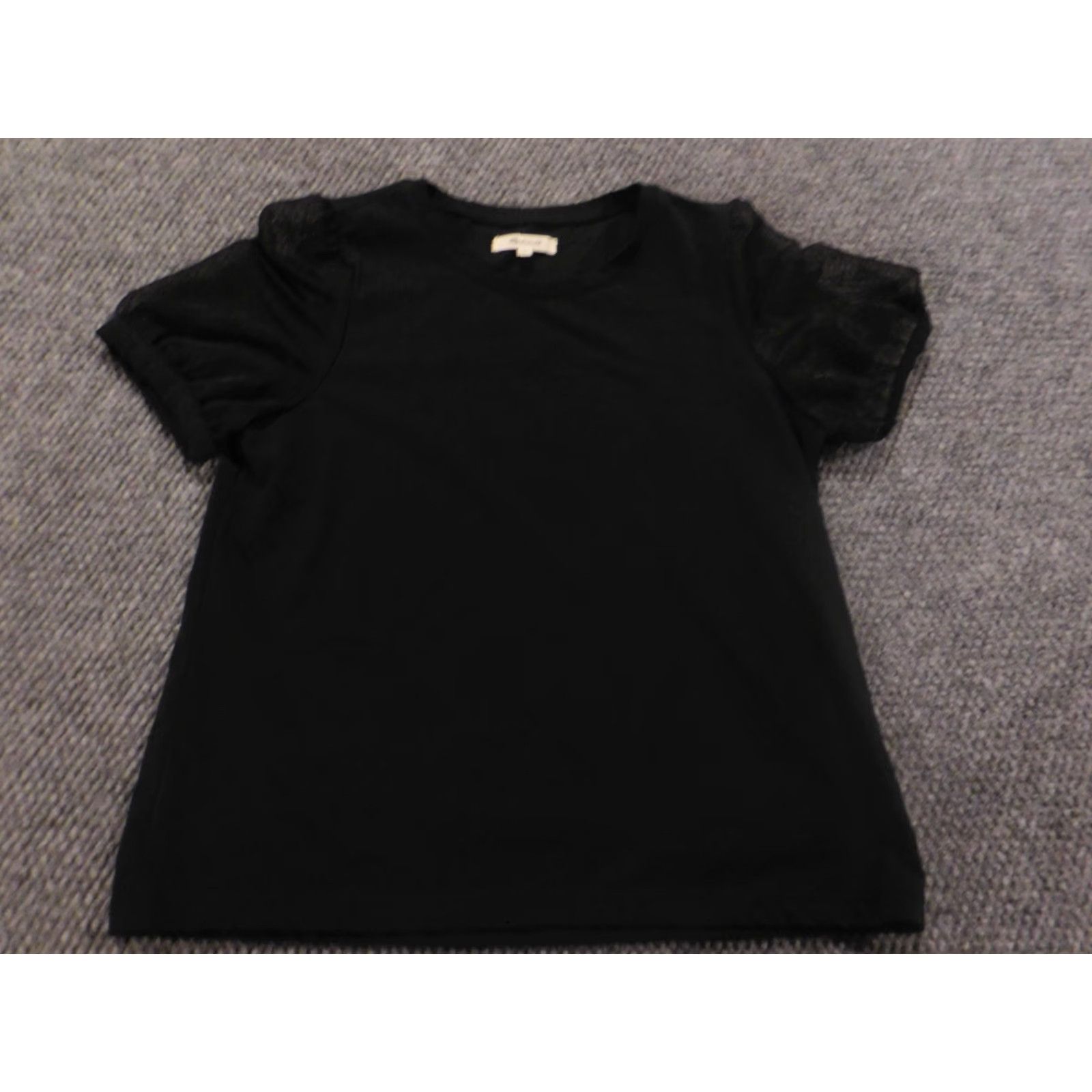 Madewell Madewell Blouse Small Black Crew Neck Pullover Top Stretch Casual Sleeve Cotton Polyester Rayon Ruffle Size S / US 4 / IT 40 - 2 Thumbnail