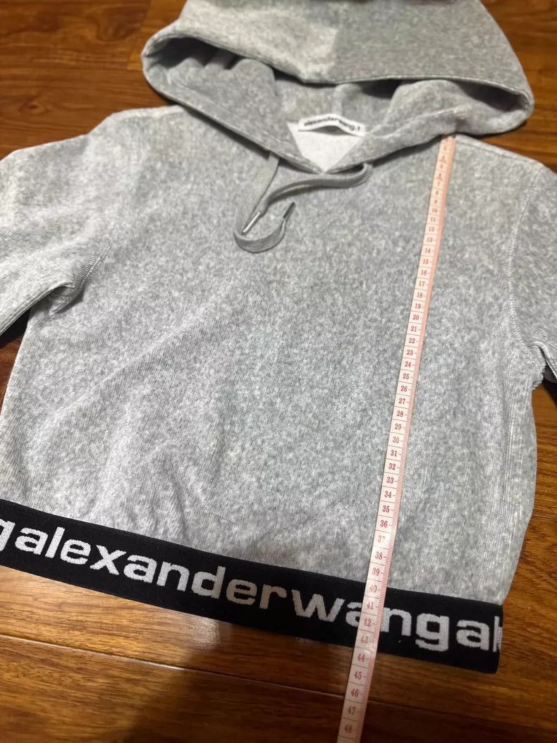 Alexander Wang Alexander Wang Gray Corduroy Crop Hoodie- Size XS / US 0-2 / IT 36-38 - 3 Thumbnail