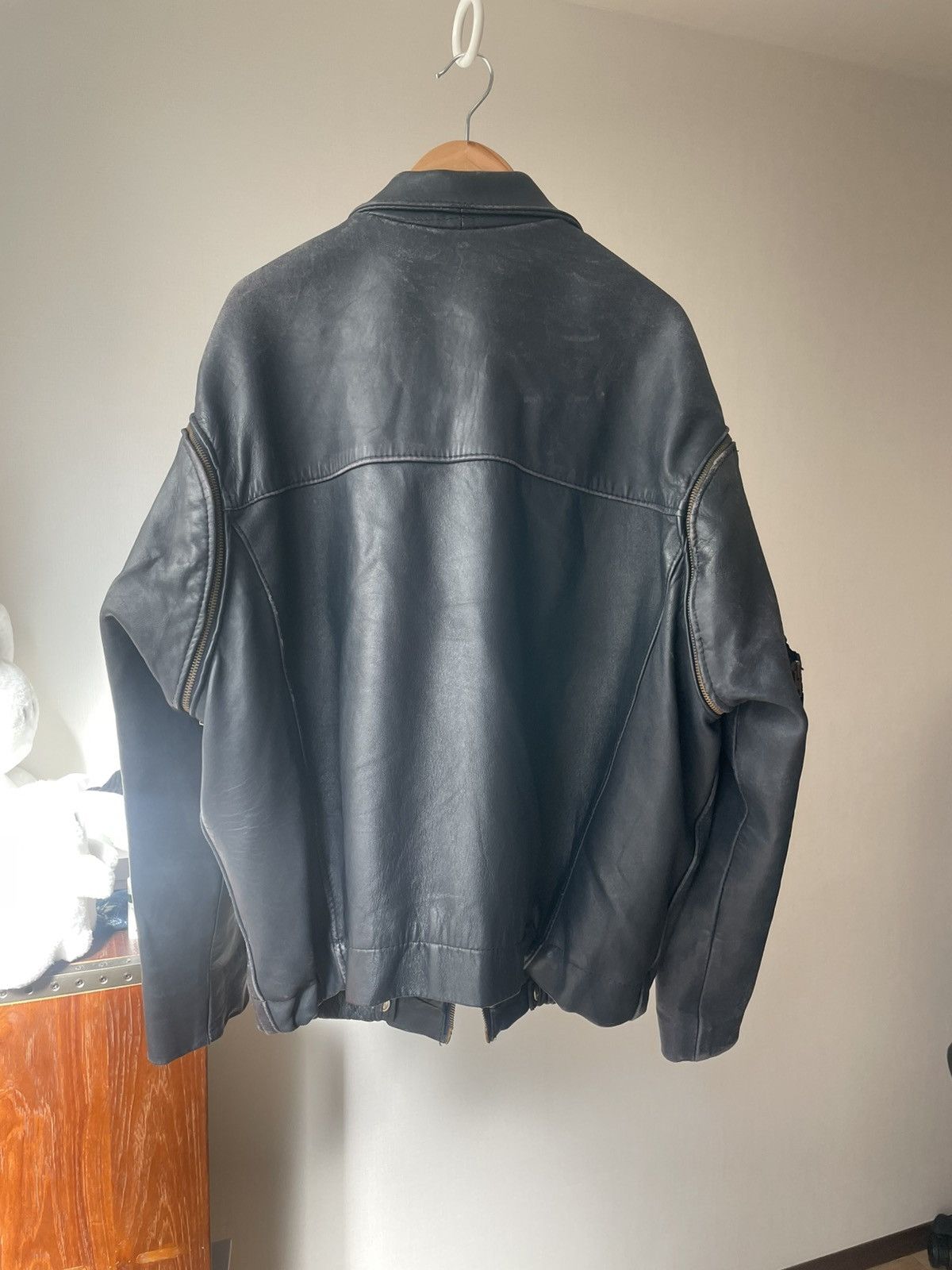 Japanese Brand Vintage French Zip Leather Military Jacket Size US L / EU 52-54 / 3 - 3 Thumbnail