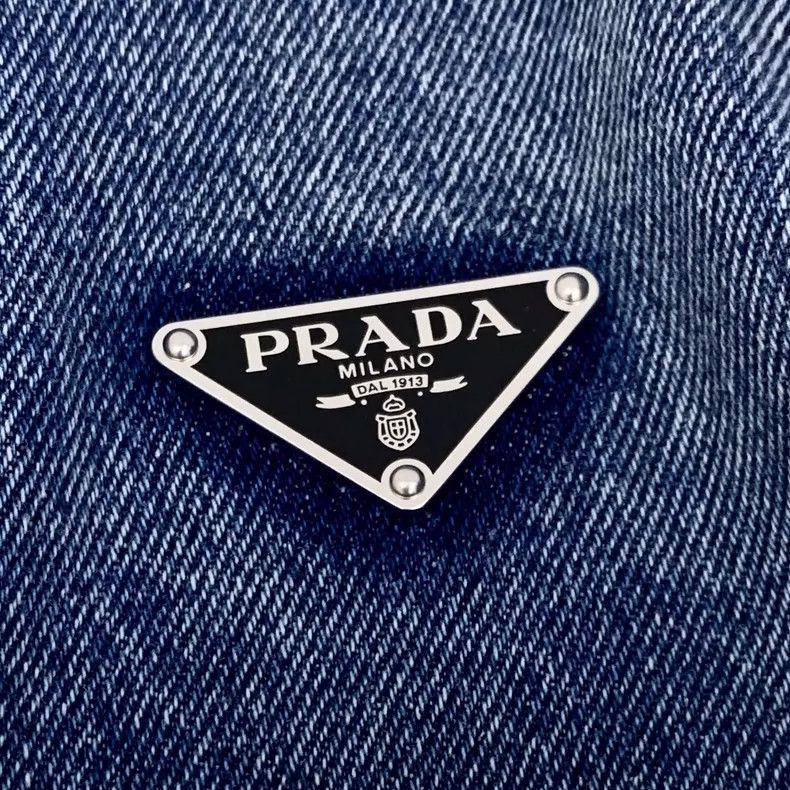 Prada Prada Blue triangle cotton long-sleeved washed denim jacket Size XS / US 0-2 / IT 36-38 - 5 Thumbnail