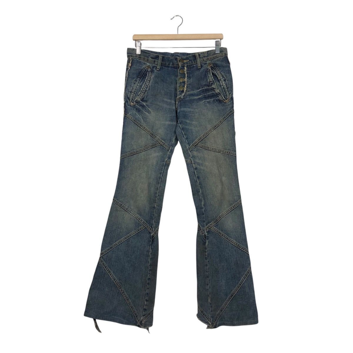 Tornado Mart 📌Bow Cut Design Punk Style Patch Work Style Butterfly Denim Size 32" / US 10 / IT 46 - 2 Thumbnail