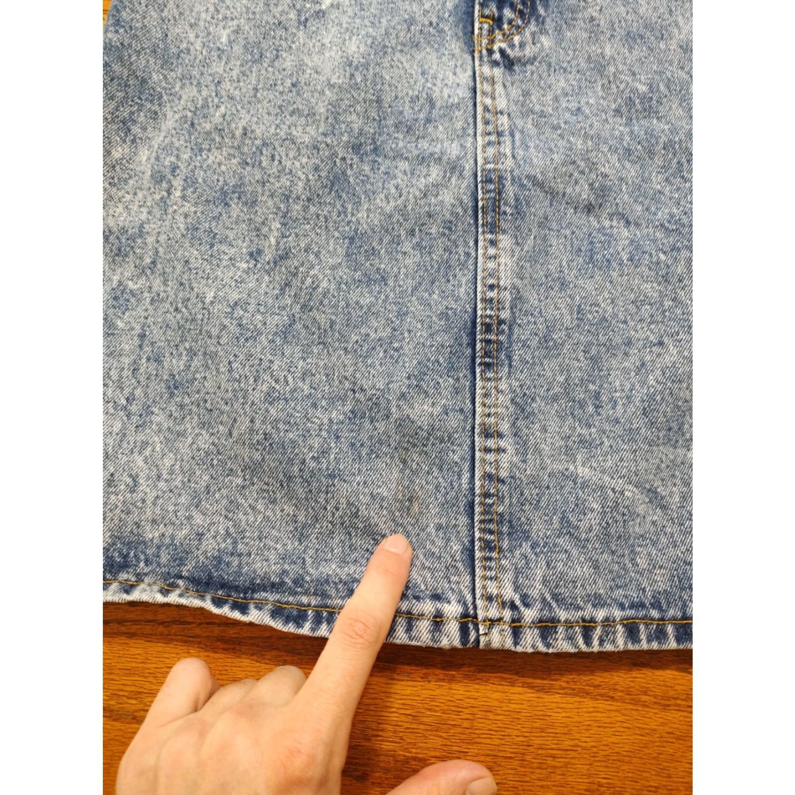 Denime VINTAGE Womans Acid Wash Denim Skirt Size 23 Inch Waist Made In USA Blue Size 40" / US 18 - 3 Thumbnail