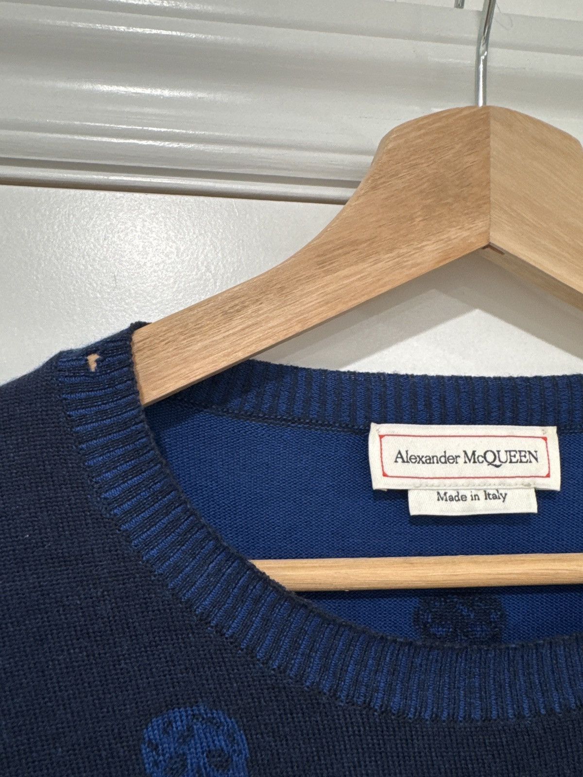 Alexander McQueen Alexander McQueen Navy Wool Skull Sweater Size US XXL / EU 58 / 5 - 4 Thumbnail