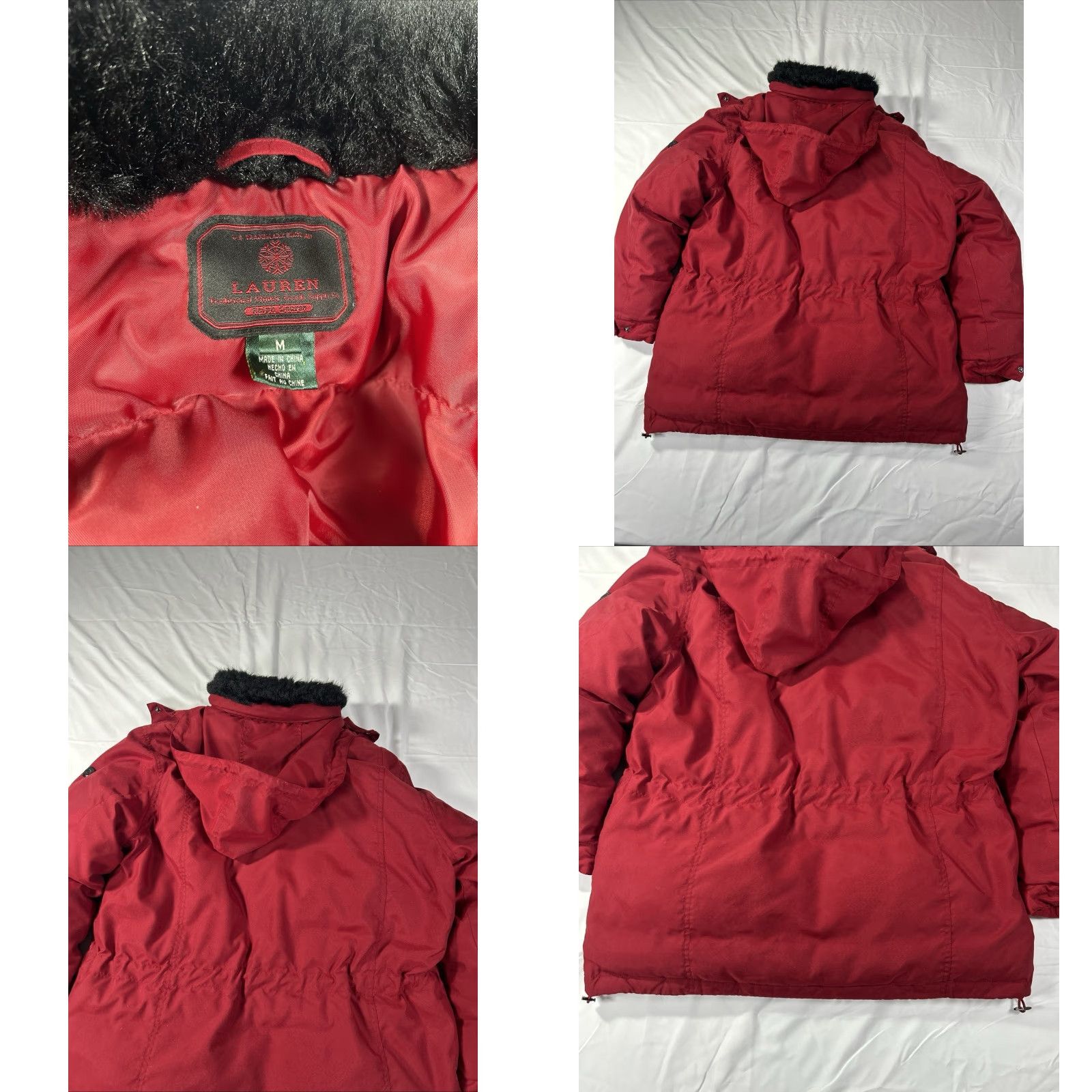 Ralph Lauren Lauren Ralph Lauren Down Jacket Womens M Red Parka Hooded Fur Trim Zipper Pockets Winter Casual Coat Size M / US 6-8 / IT 42-44 - 8 Thumbnail