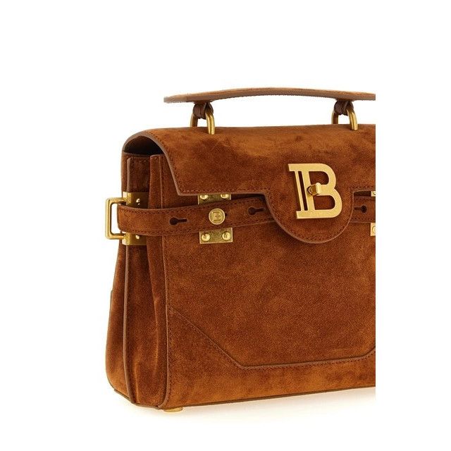 Balmain BALMAIN B-Buzz 23 Brown Suede Top Handle Bag New & Authentic Size ONE SIZE - 3 Thumbnail