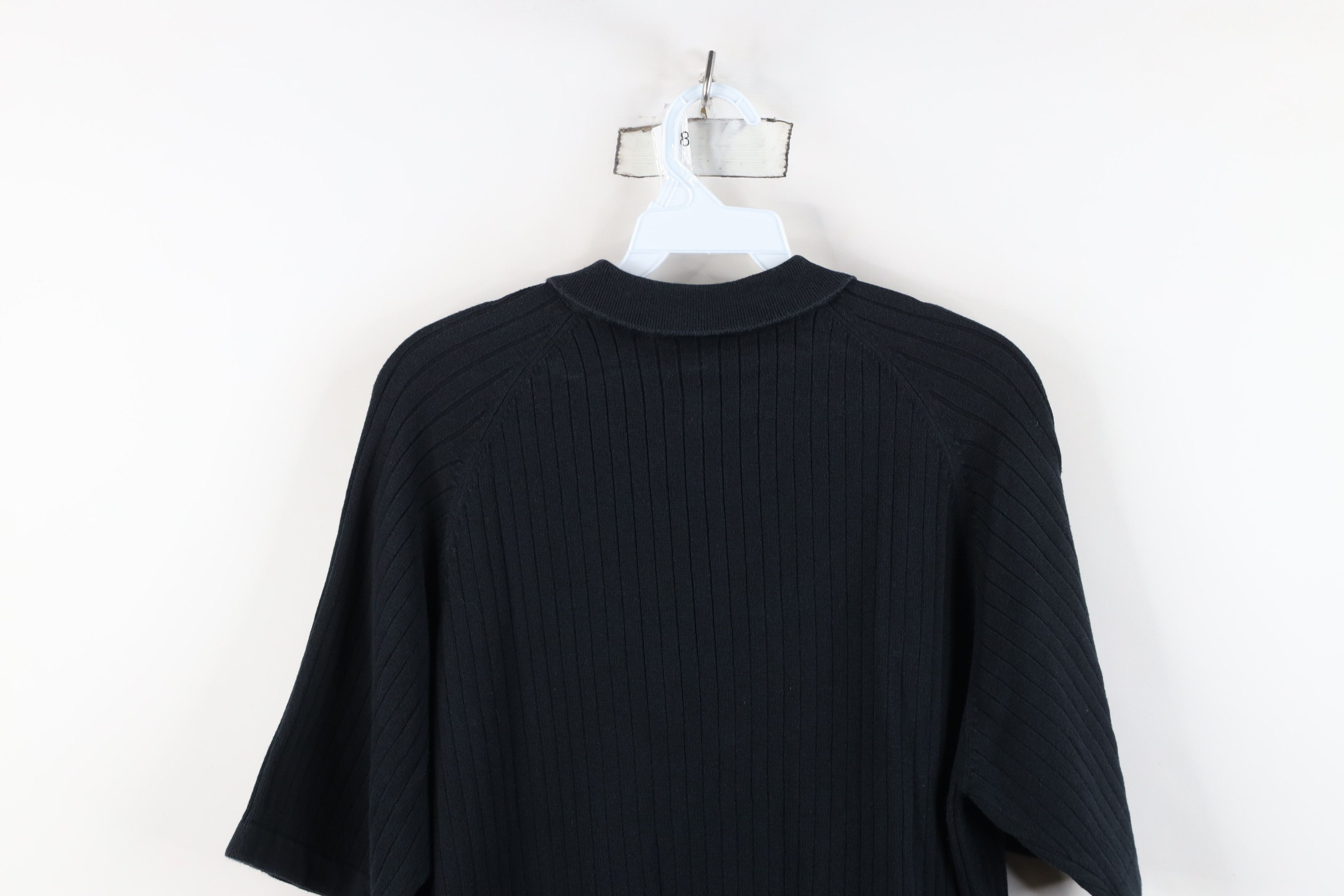 Vintage Vintage 90s Y2K Streetwear Ribbed Knit Collared Polo Black Size US M / EU 48-50 / 2 - 10 Thumbnail