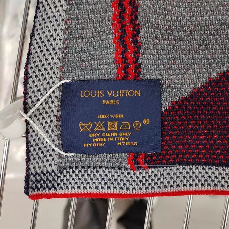 Louis Vuitton Louis Vuitton Red and grey colour block wool scarf Size ONE SIZE - 6 Thumbnail