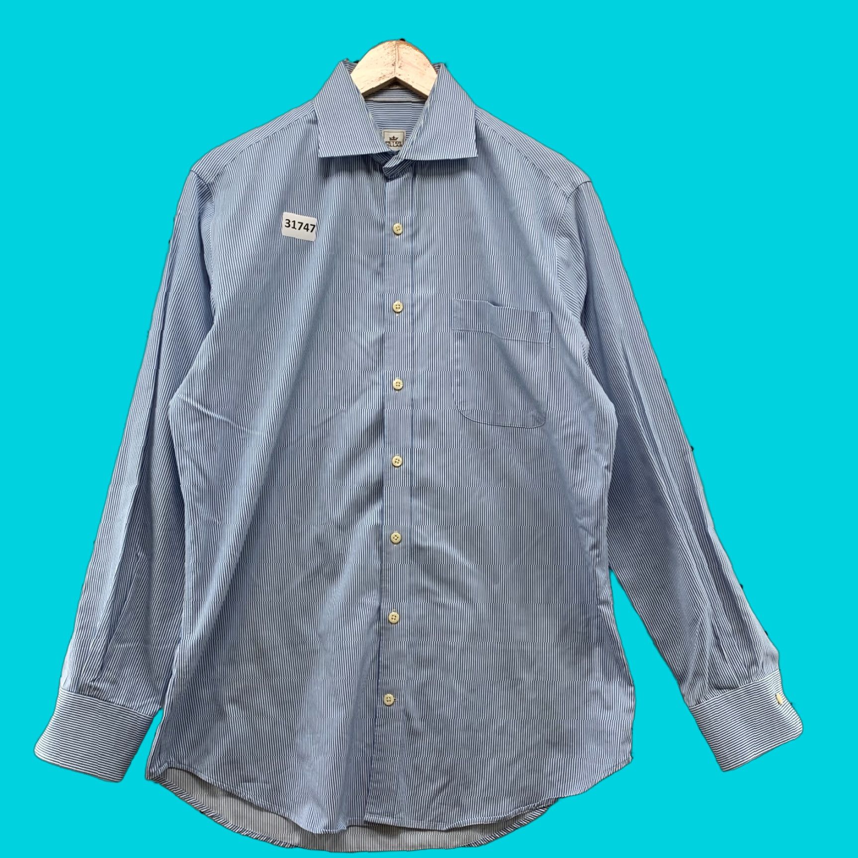 Peter Millar Peter Millar Button Shirt Mens Medium Blue White Striped Nanoluxe Casual Shirt Mens M Regular Blue Striped 22.5x32 Size US M / EU 48-50 / 2 - 1 Thumbnail
