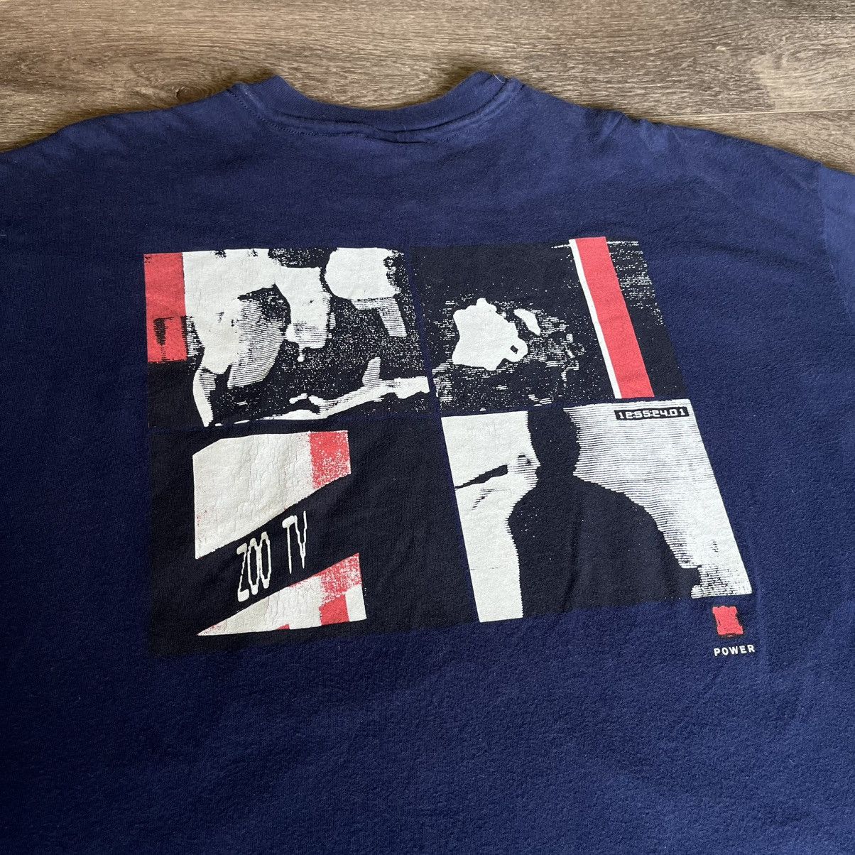 Vintage 1990s U2 MTV Zoo TV Band Tour Graphic Logo Tee Shirt