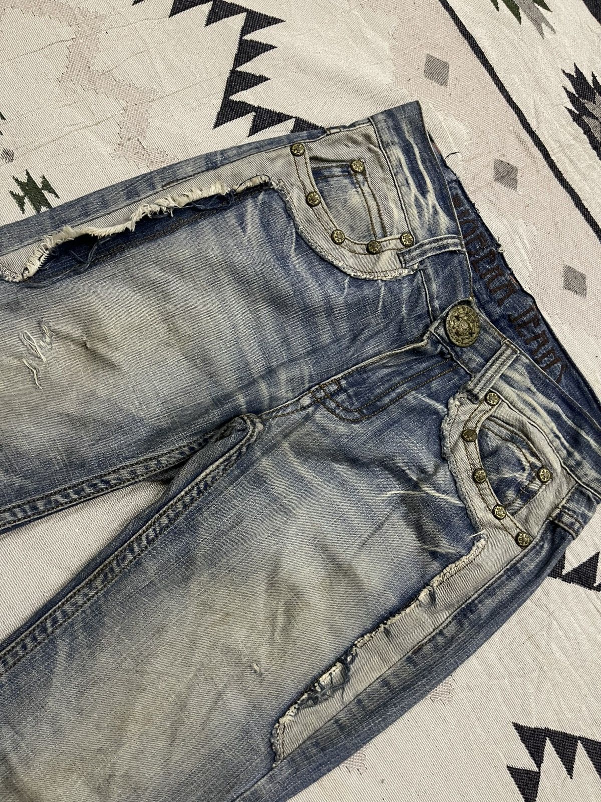 If Six Was Nine 2000s RIOBERA JEANS WASHABLE DISTRESSED JEANS RARE DESIGN Size US 30 / EU 46 - 8 Thumbnail