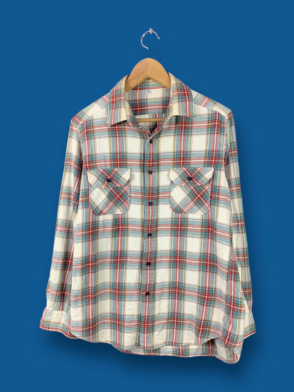 Japanese Brand × Uniqlo Steals! Uniqlo Double Pocket Flannel Plaid Checkered Shirt Size US M / EU 48-50 / 2 - 1 Thumbnail