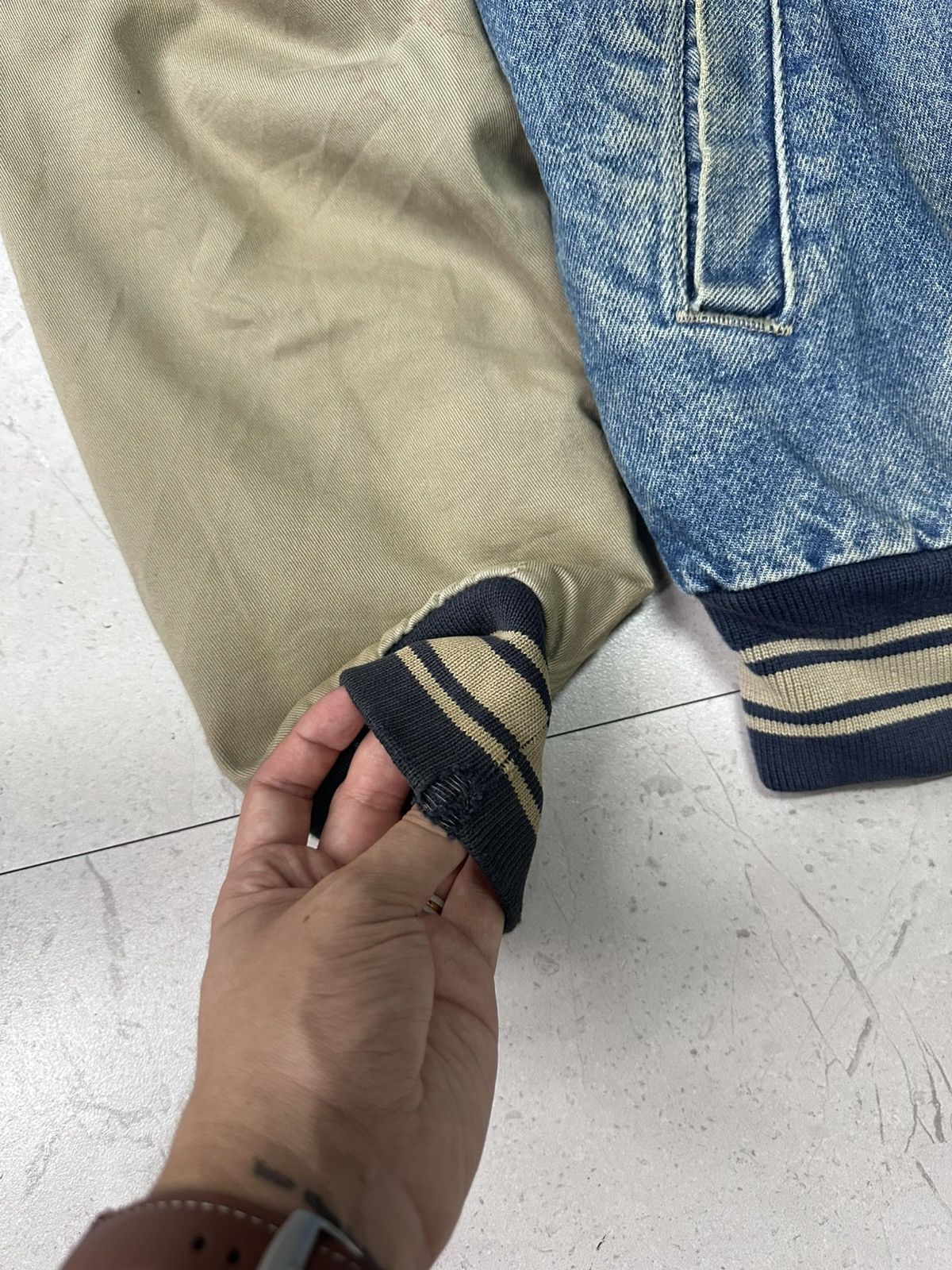 Carhartt × Vintage RARE 90s CARHARTT DENIM VARSITY JACKET Size US L / EU 52-54 / 3 - 8 Thumbnail