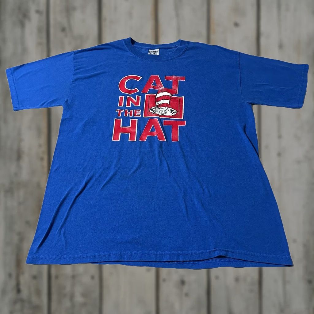 Gildan VINTAGE The Cat In The Hat Shirt L Mens Blue Cat Y2K Shirt Size US L / EU 52-54 / 3 - 1 Thumbnail