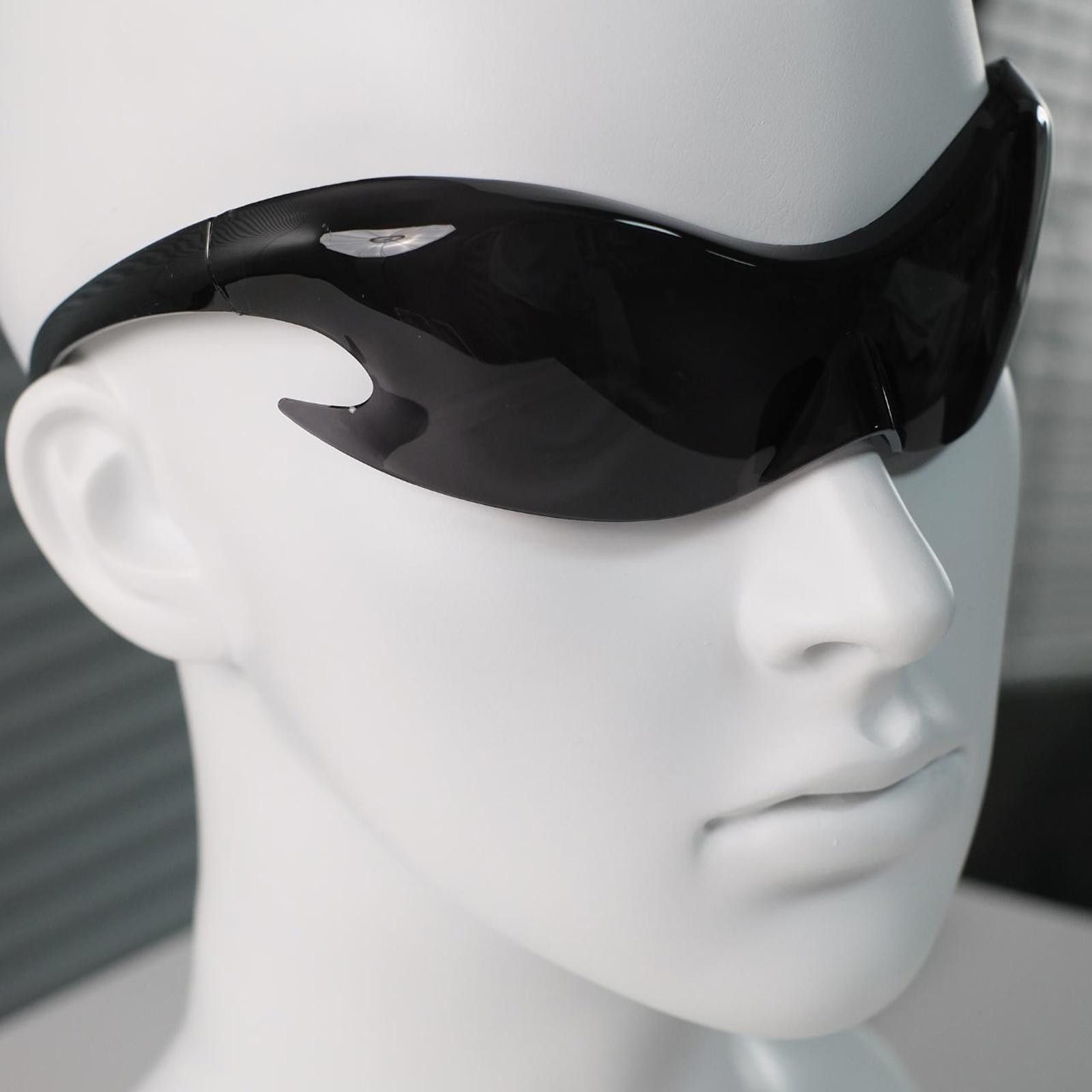 Japanese Brand Y2k Vtg Avant Garde Futuristic Black Sunglasses Unisex OS Size ONE SIZE - 3 Thumbnail