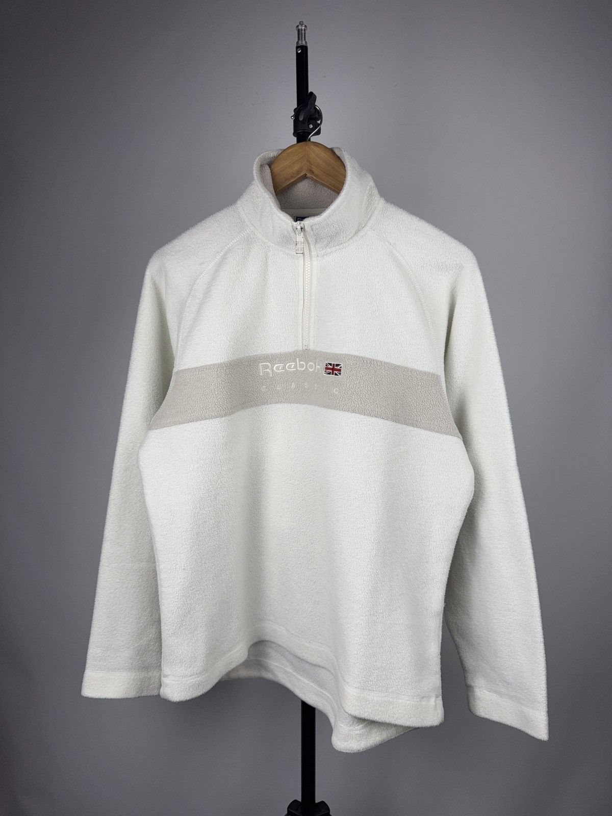 Reebok Vintage 00s Reebok Classic White Fleece Quarter Zip Size M/L Size US M / EU 48-50 / 2 - 1 Thumbnail