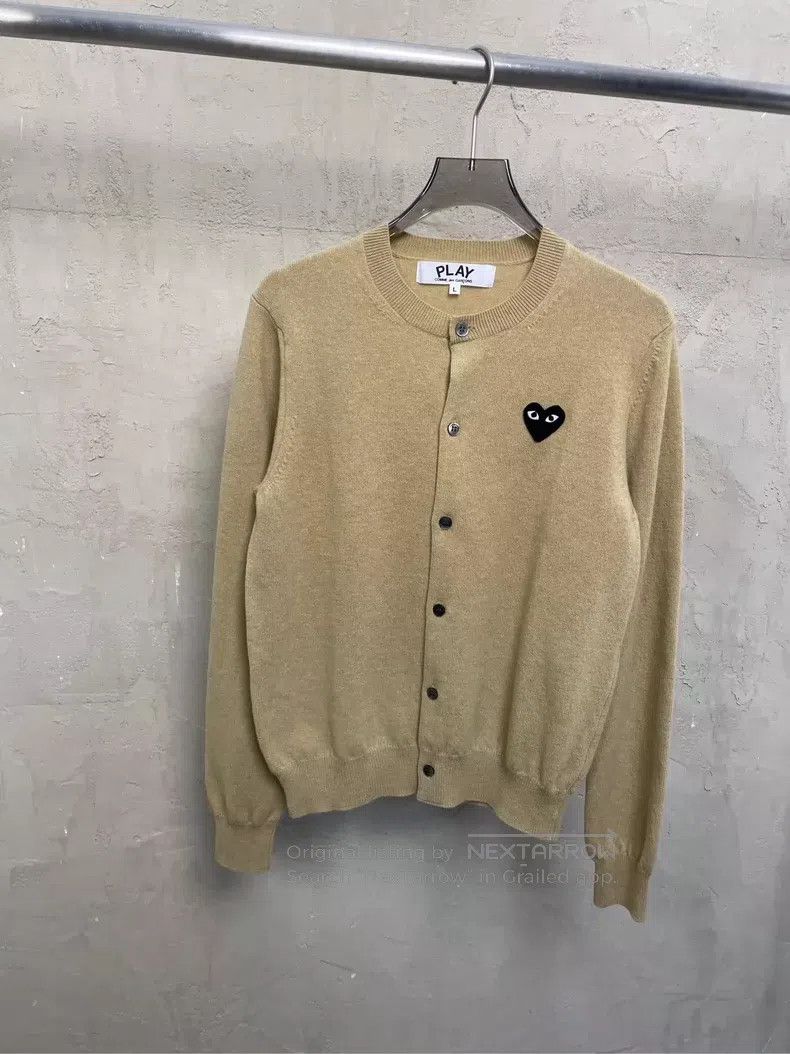 Comme des Garcons Comme Des Garcons Khaki embroidered small logo wool cardig Size L / US 10 / IT 46 - 1 Thumbnail