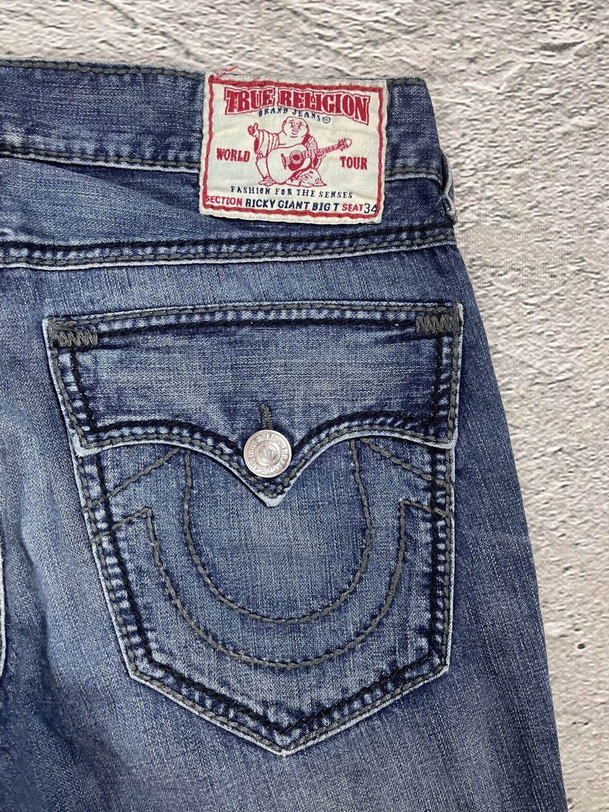 True Religion vintage blue jeans Ricky thick stitching Y2K