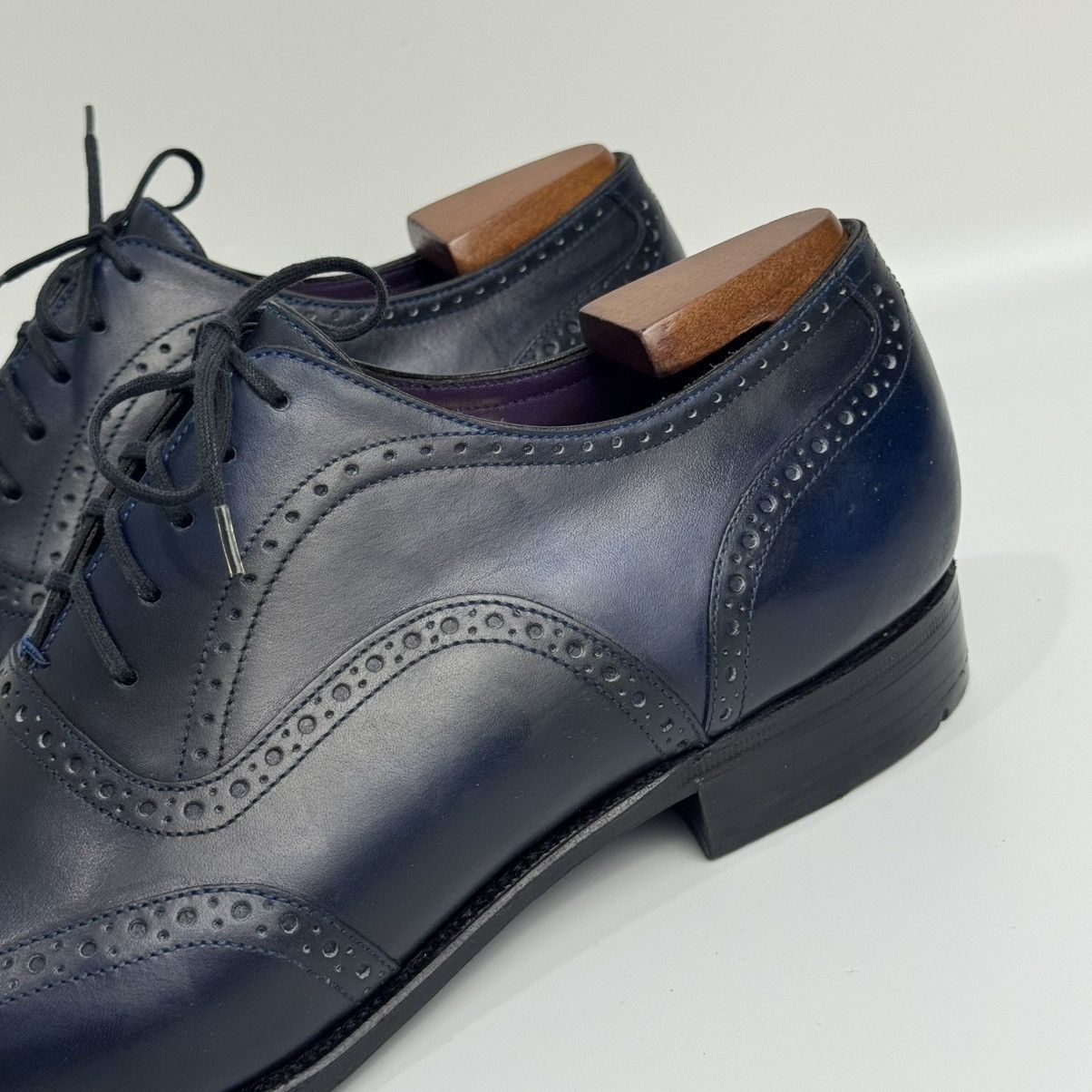 Corthay Corthay Bespoke Wingtip Oxford Navy Blue PatinaLeather Shoes Size US 10 / EU 43 - 20 Thumbnail