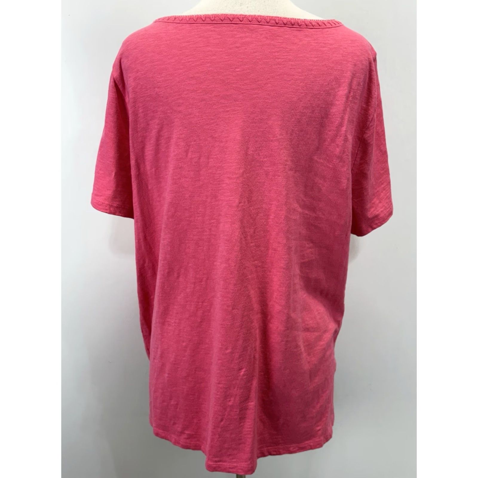 Talbots VINTAGE Talbots Floral Embroidered Square Neck Shirt Plus 2X Pink Short Sleeve Womens Size XXL / US 16-18 / IT 52-54 - 3 Thumbnail