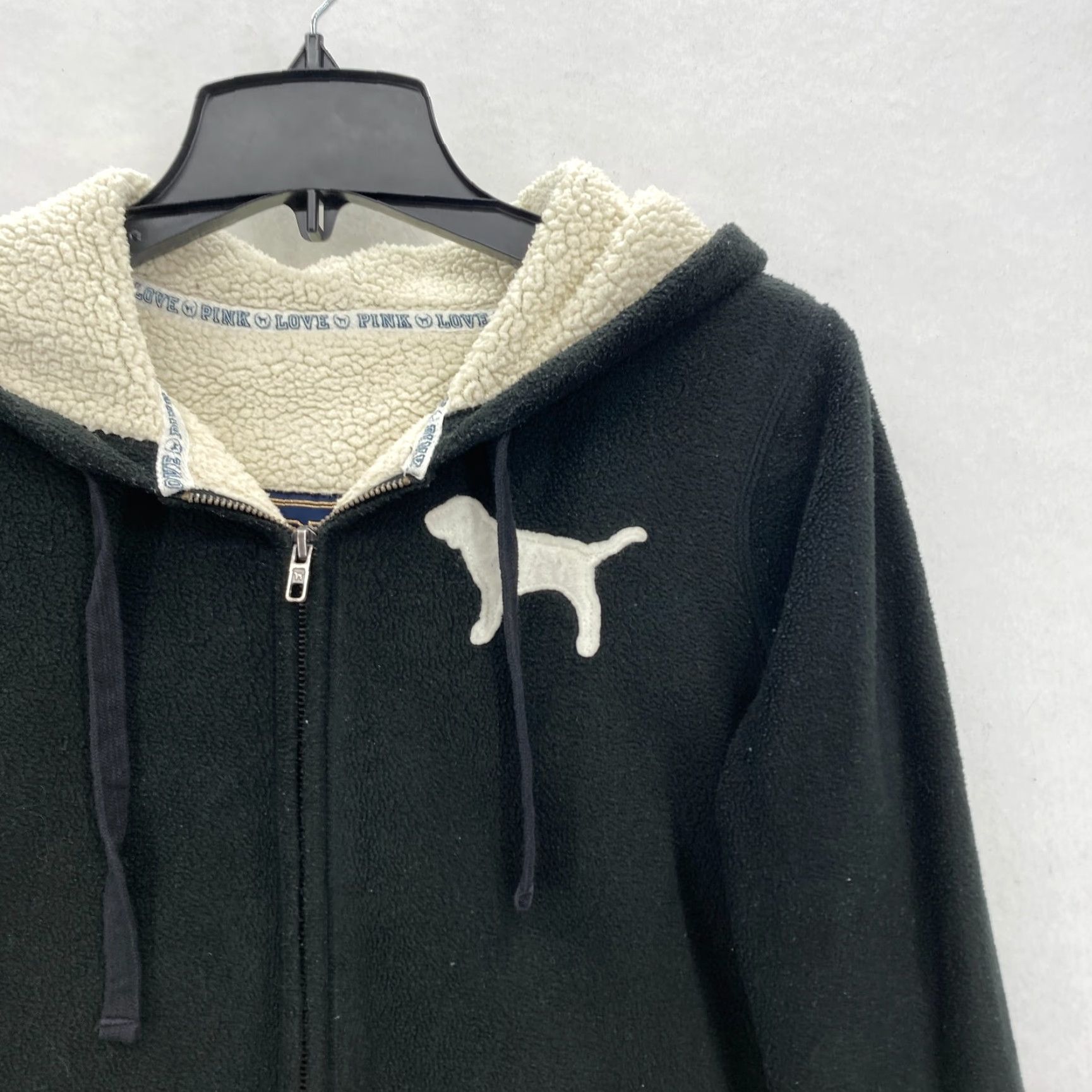 Victoria's Secret VINTAGE Victoria's Secret PINK Hoodie XS Black Full Zip Love VTG Size XS / US 0-2 / IT 36-38 - 3 Thumbnail