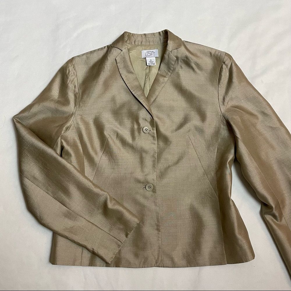 Loft Ann Taylor LOFT Beige Silk Jacket Size 6 Size M / US 6-8 / IT 42-44 - 7 Thumbnail