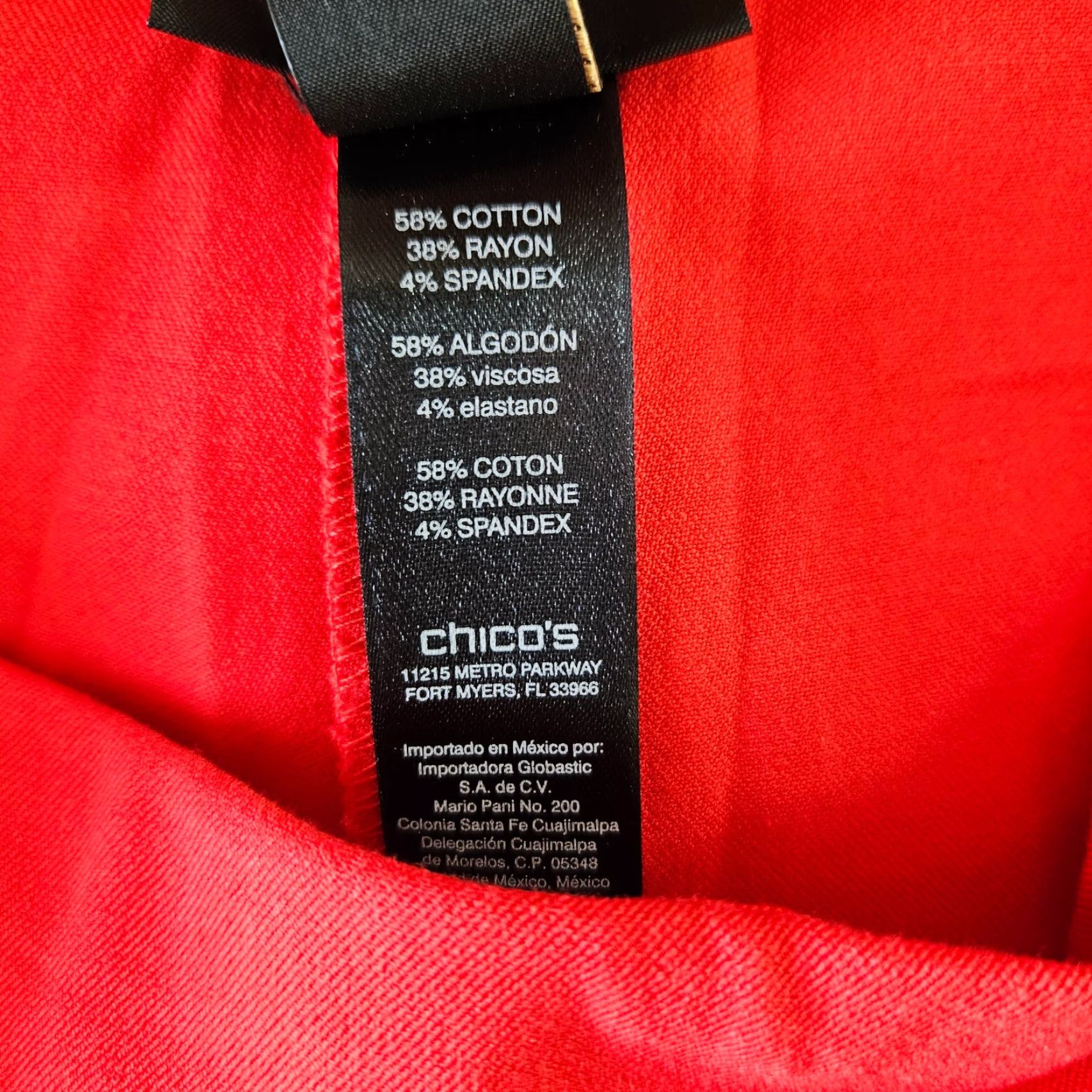 Vintage Chicos Womens Cropped Pants Sz 6 Red Pull On Cotton Blend Mid Rise - 15.5" Waist 23" Inseam 10.5" Rise Size 28" / US 6 / IT 42 - 6 Thumbnail