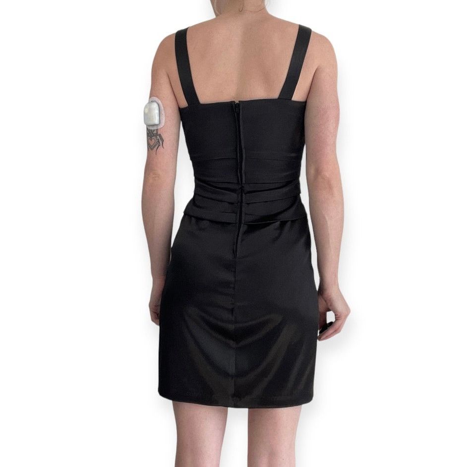 Other B. Darlin Vintage Black Pleated Silky Formal Mini Dress Size M / US 6-8 / IT 42-44 - 3 Thumbnail