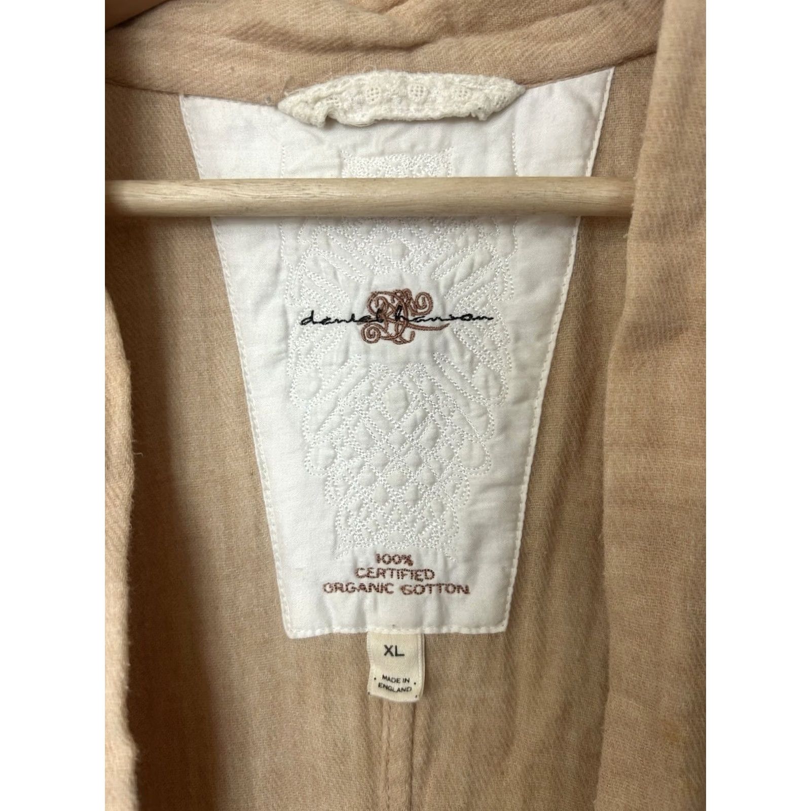 Harrods DANIEL HANSON Robe Unisex Adults XL Beige 100% Cotton Muslin Lace Belted Tie long Sleeve Size ONE SIZE - 2 Thumbnail