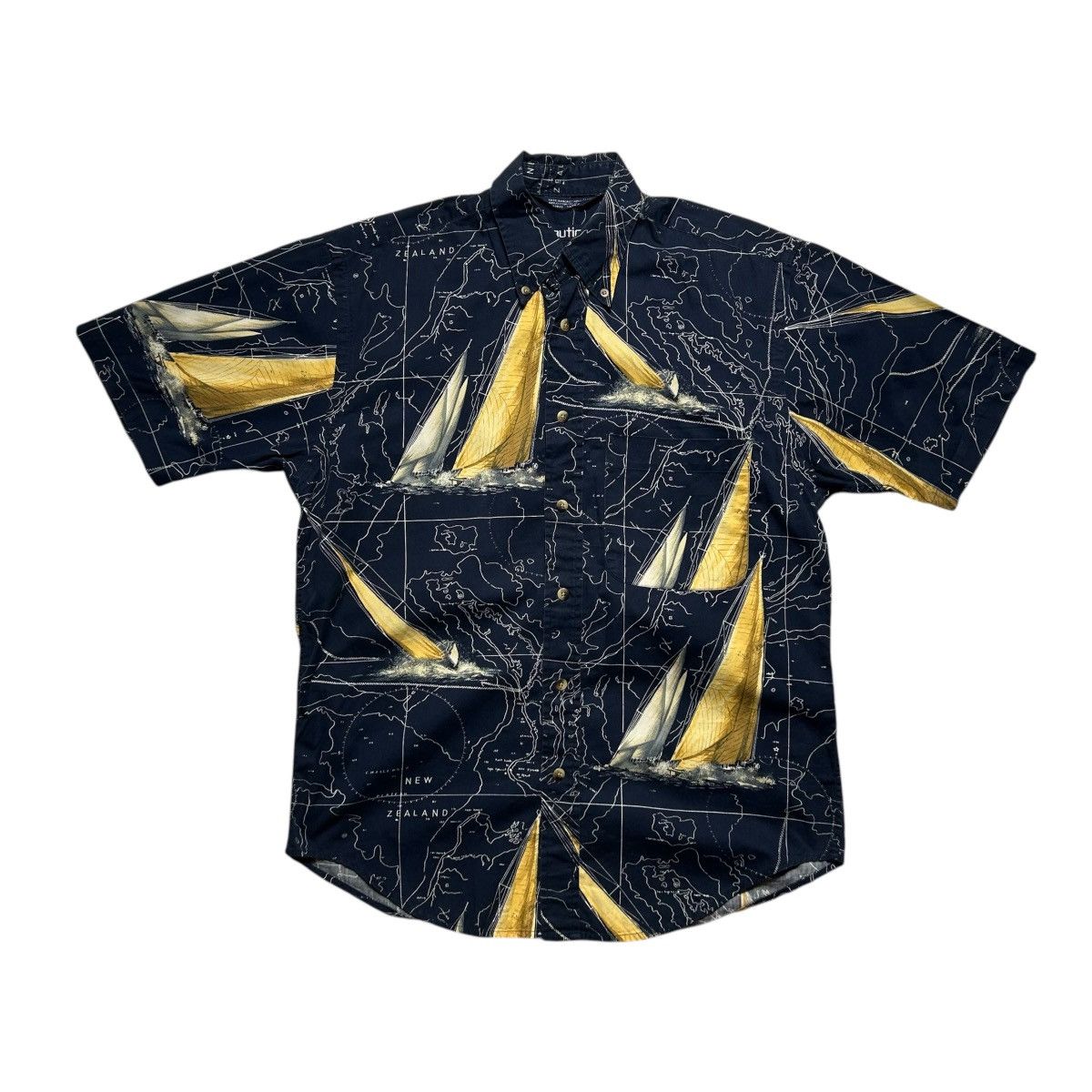 Nautica Vintage Nautica Map Monogram Button Up Shirt Size US L / EU 52-54 / 3 - 1 Thumbnail