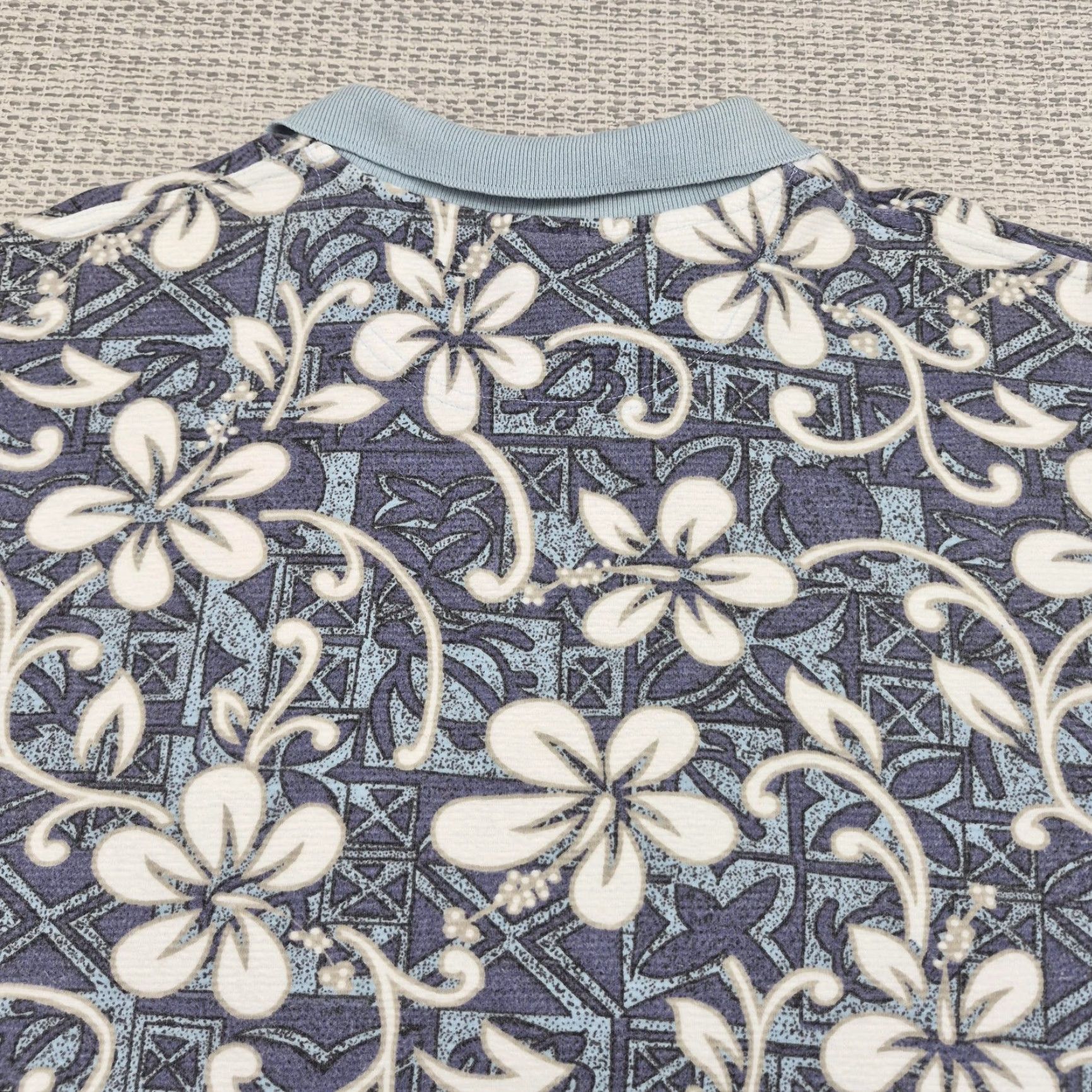 Vintage VINTAGE OP Polo Shirt Mens XL Blue Floral Hawaiian Tropical Knit Cotton Short Sleeve Size US XL / EU 56 / 4 - 6 Thumbnail