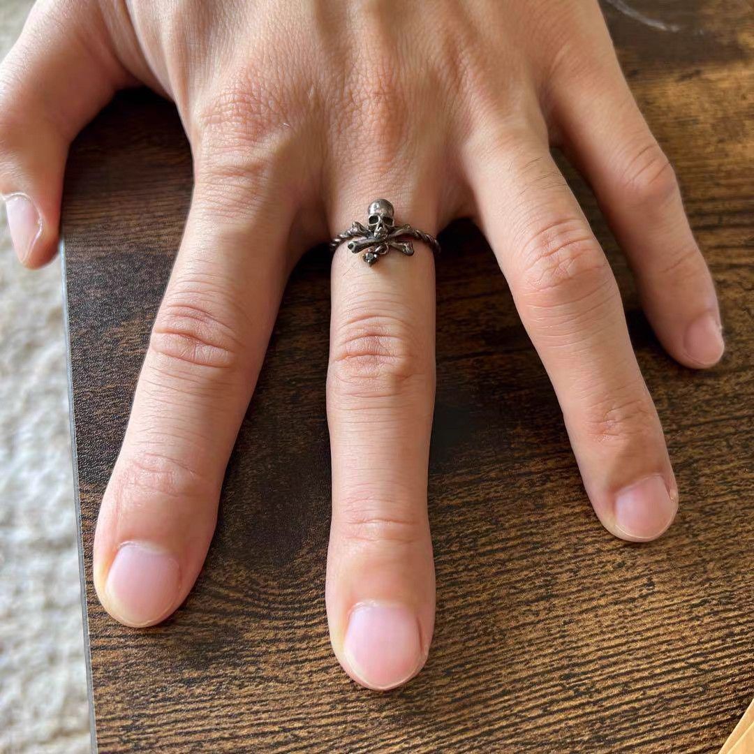 Roen Roen Skull Obsidian Sterling Silver Ring K11 Size ONE SIZE - 5 Thumbnail