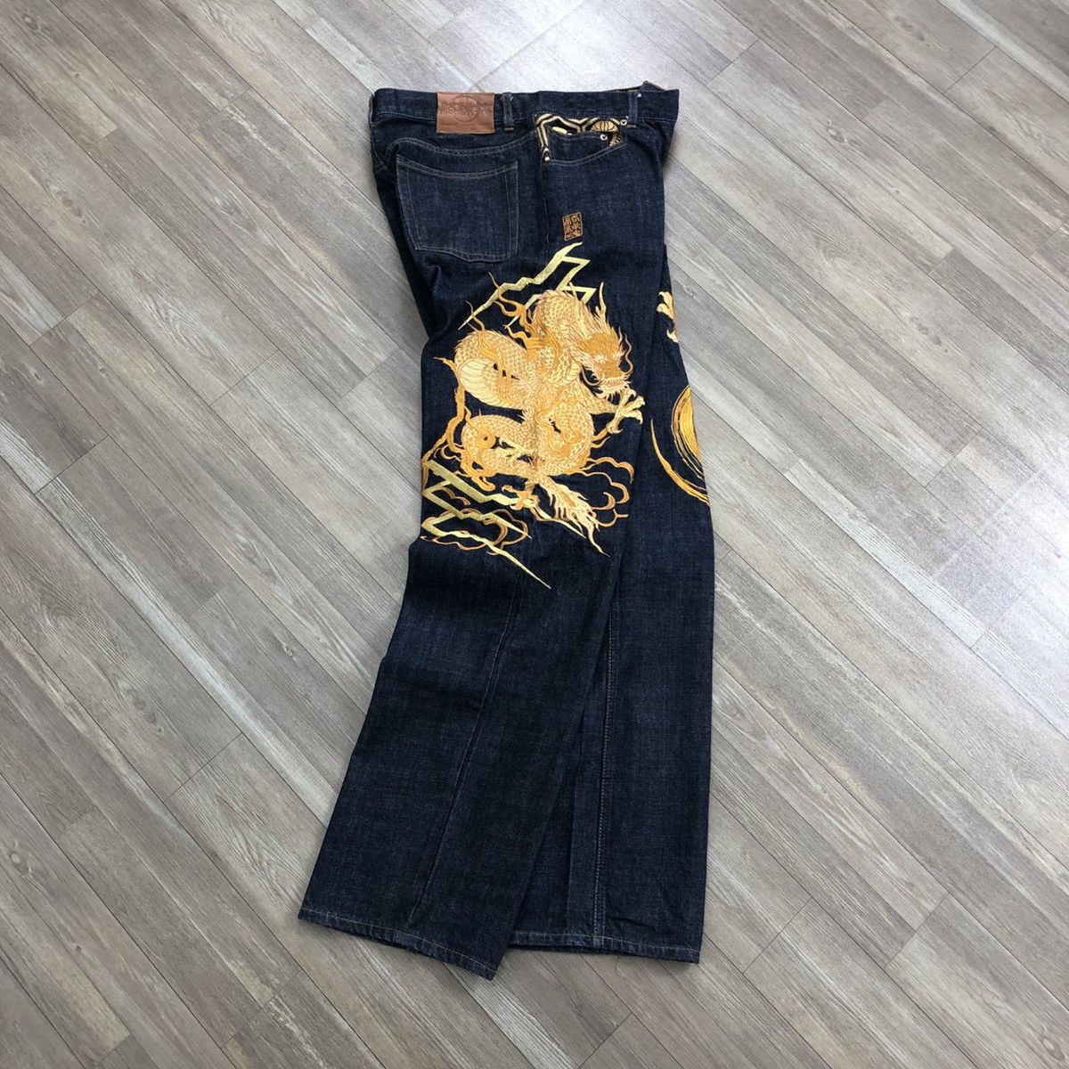 Ed Hardy SOLD📦 70/100 Karakuri Tamashii Dragon Gold Embroidered Jeans Size US 36 / EU 52 - 21 Thumbnail