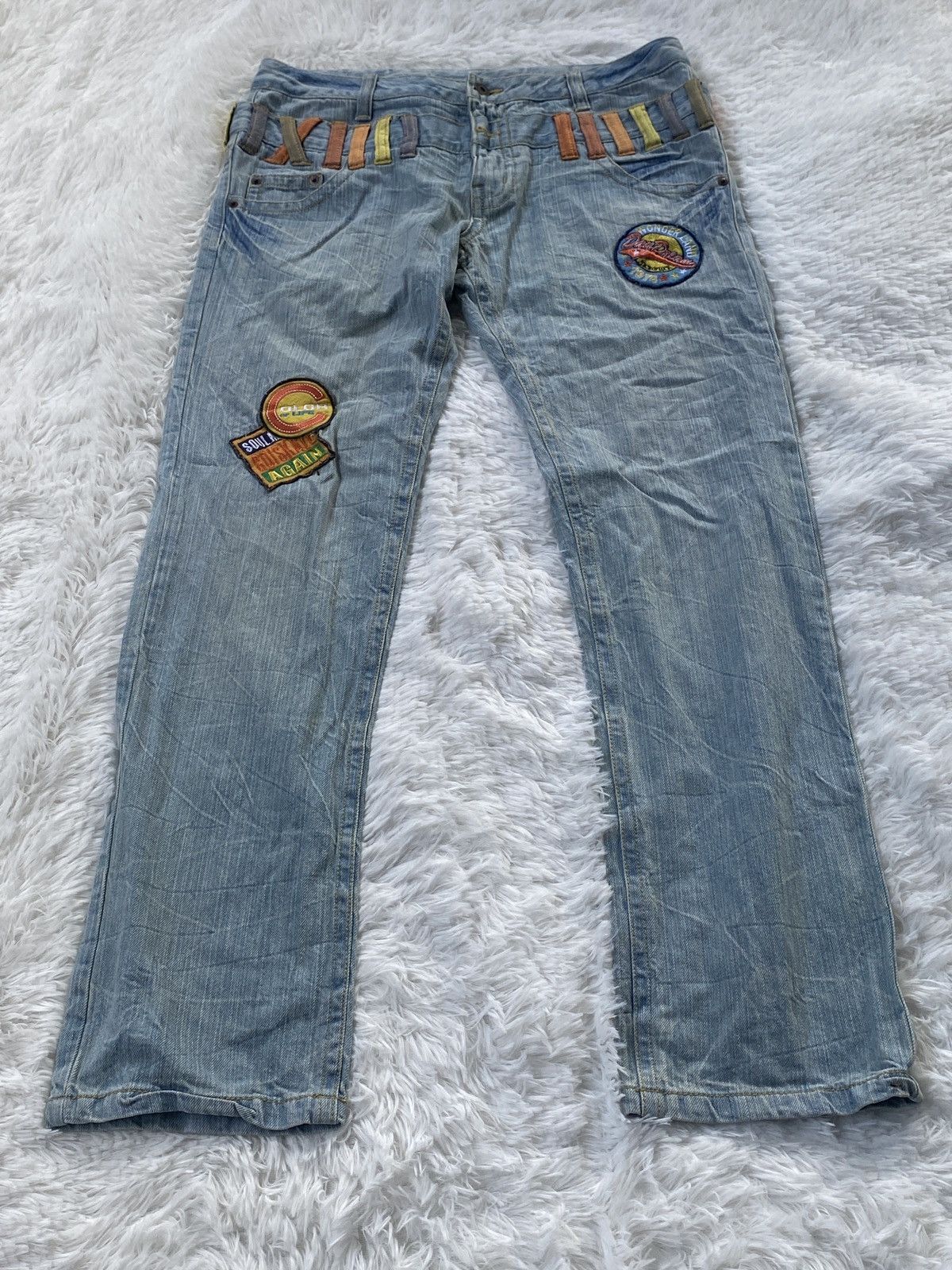 Japanese Brand 🔥BINDING NOW🔥Original Jeans Patches Double Waist Denim Size US 33 - 2 Thumbnail