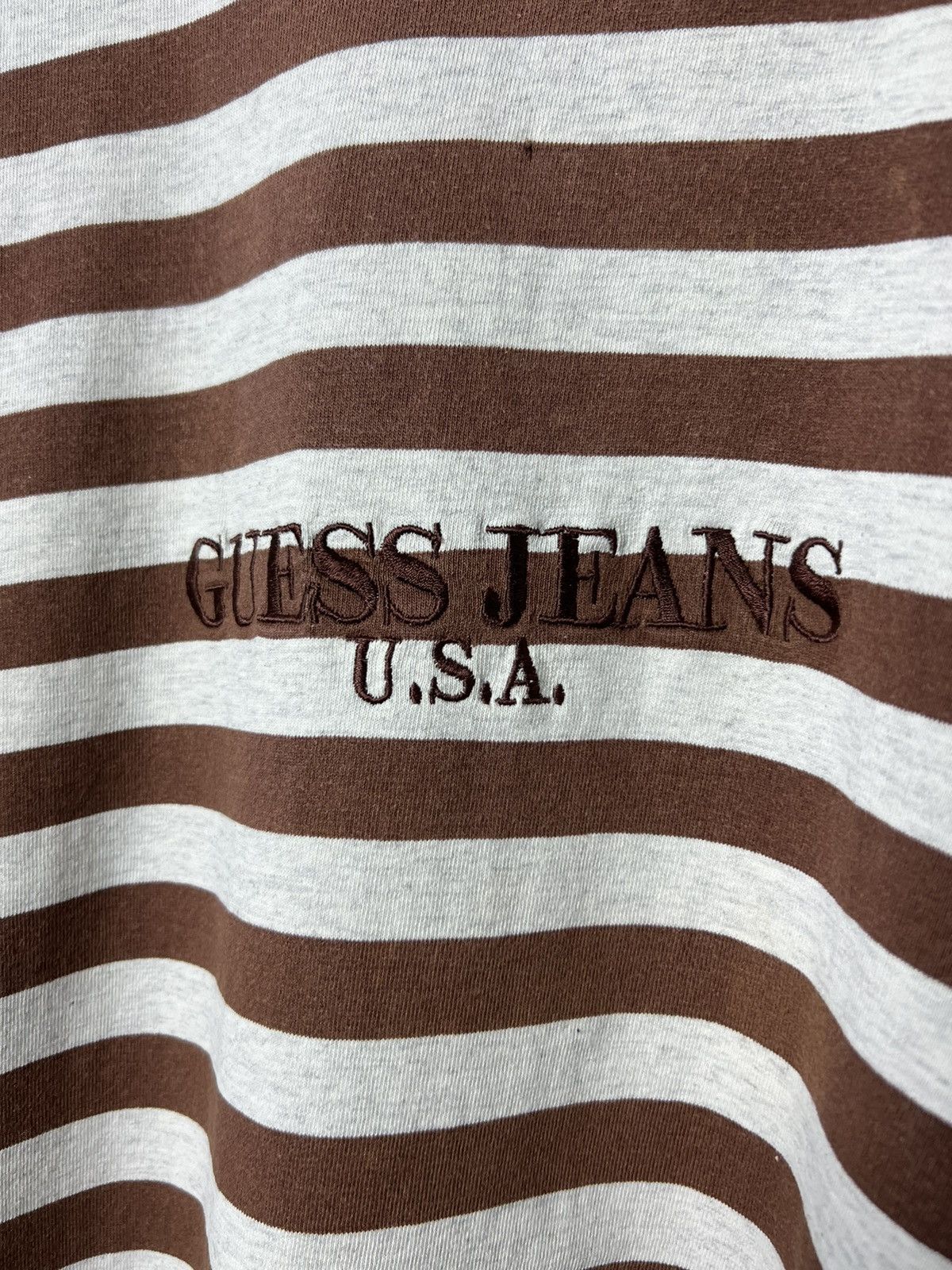 Guess Rare Vintage Guess Jeans USA Striped Long Sleeve Brown/Grey Size US L / EU 52-54 / 3 - 4 Thumbnail