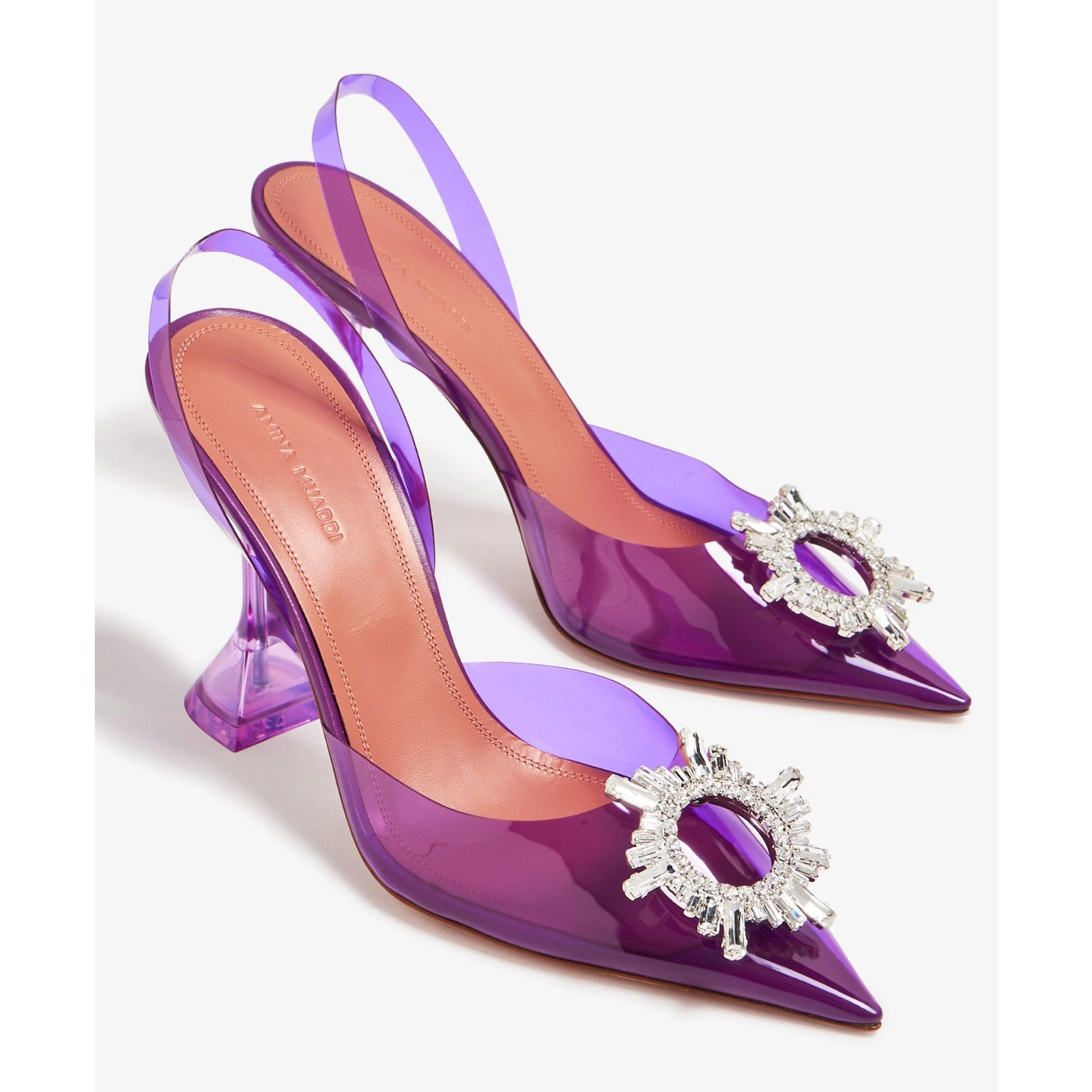 Amina Muaddi Amina Muaddi 95 Begum Glass PVC Purple Slingback Size US 9 / IT 39 - 3 Thumbnail