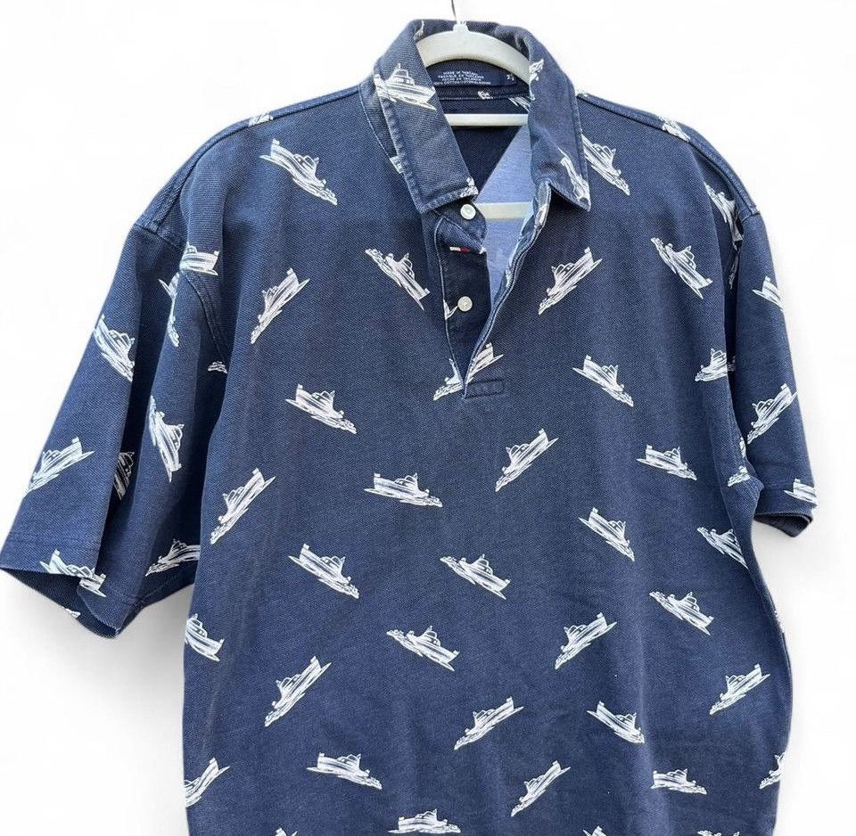 Tommy Hilfiger Tommy Hilfiger Navy Polo with White Boat Print Size US M / EU 48-50 / 2 - 3 Thumbnail