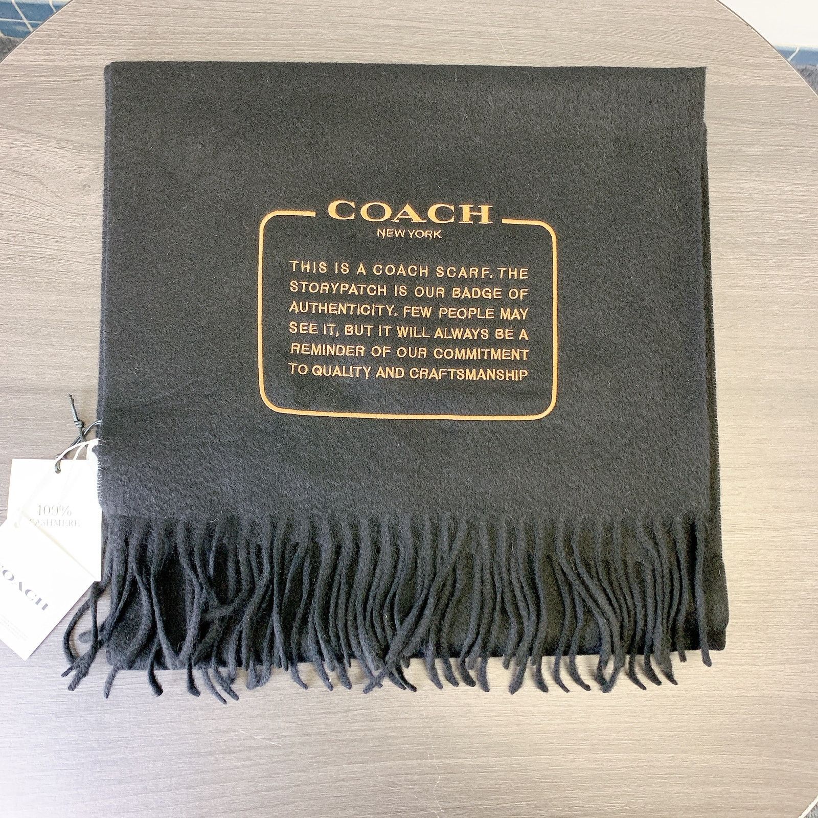 Coach Coach CB685 Embroidered Patch Cashmere Muffler IN Black Size ONE SIZE - 3 Thumbnail