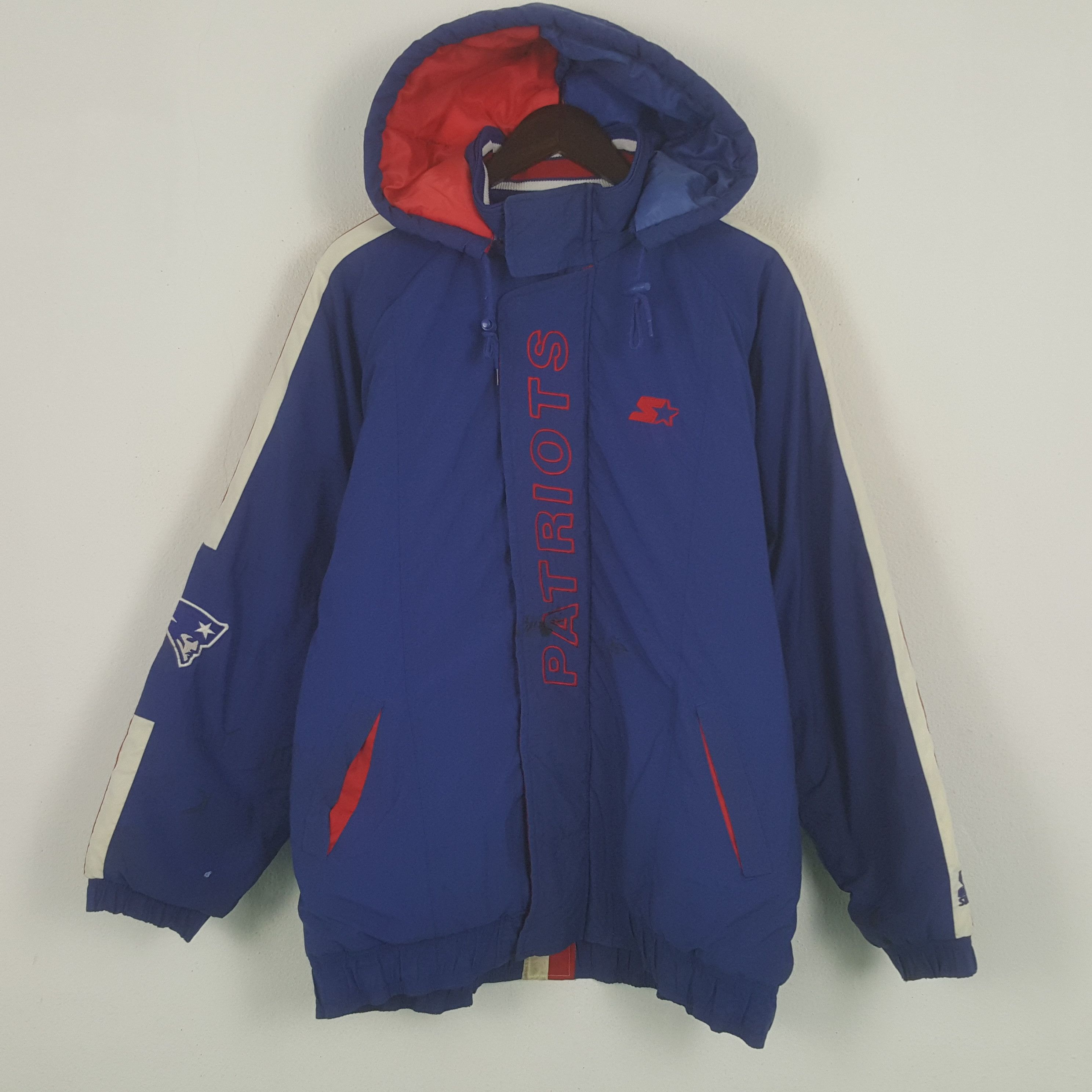 Vintage Starter Patriots Windbreaker Zipper Jacket Hoodie