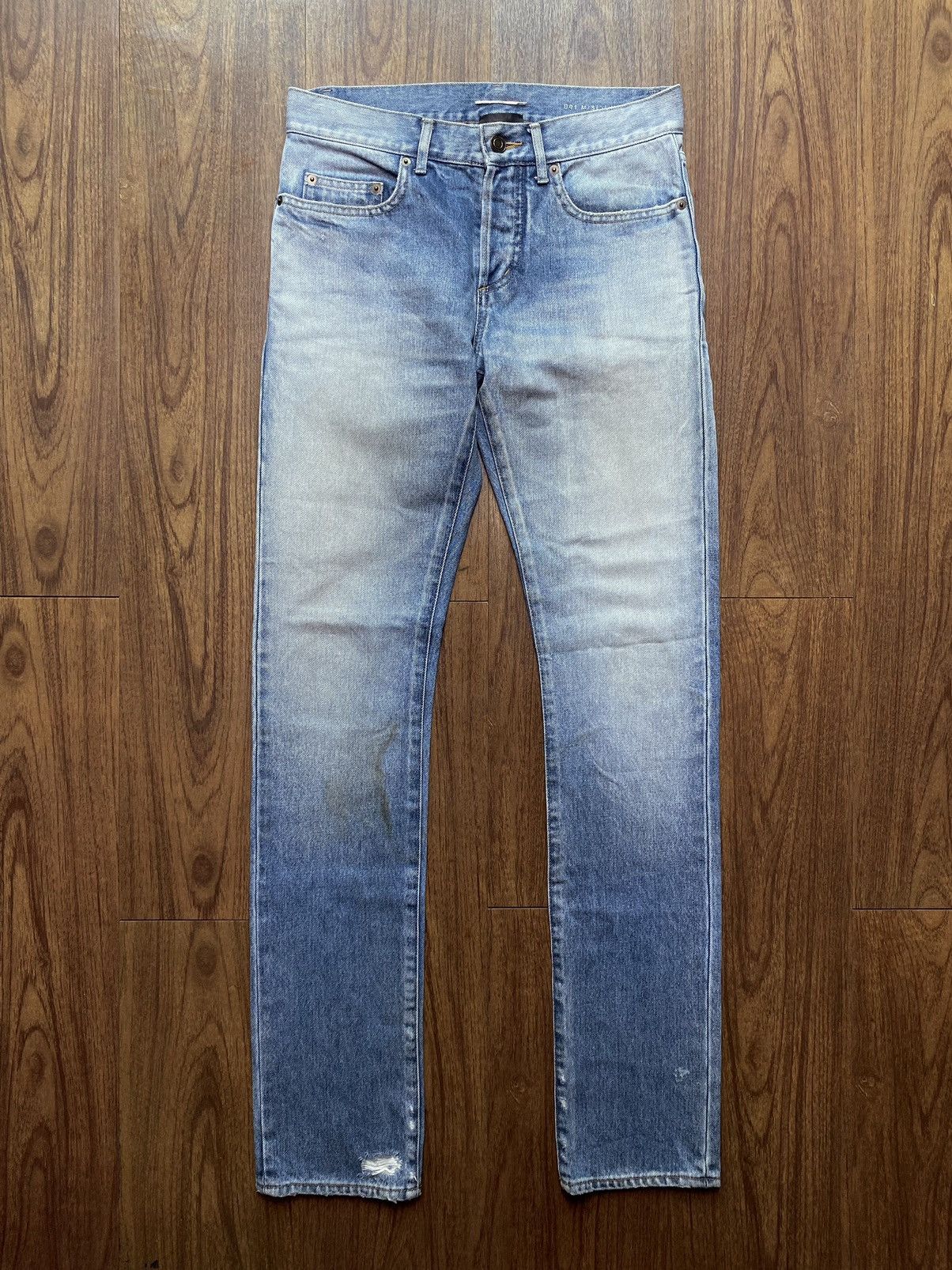 Hedi Slimane × Saint Laurent Paris Saint Laurent D01 Blue Washed Jeans Size US 29 - 1 Thumbnail