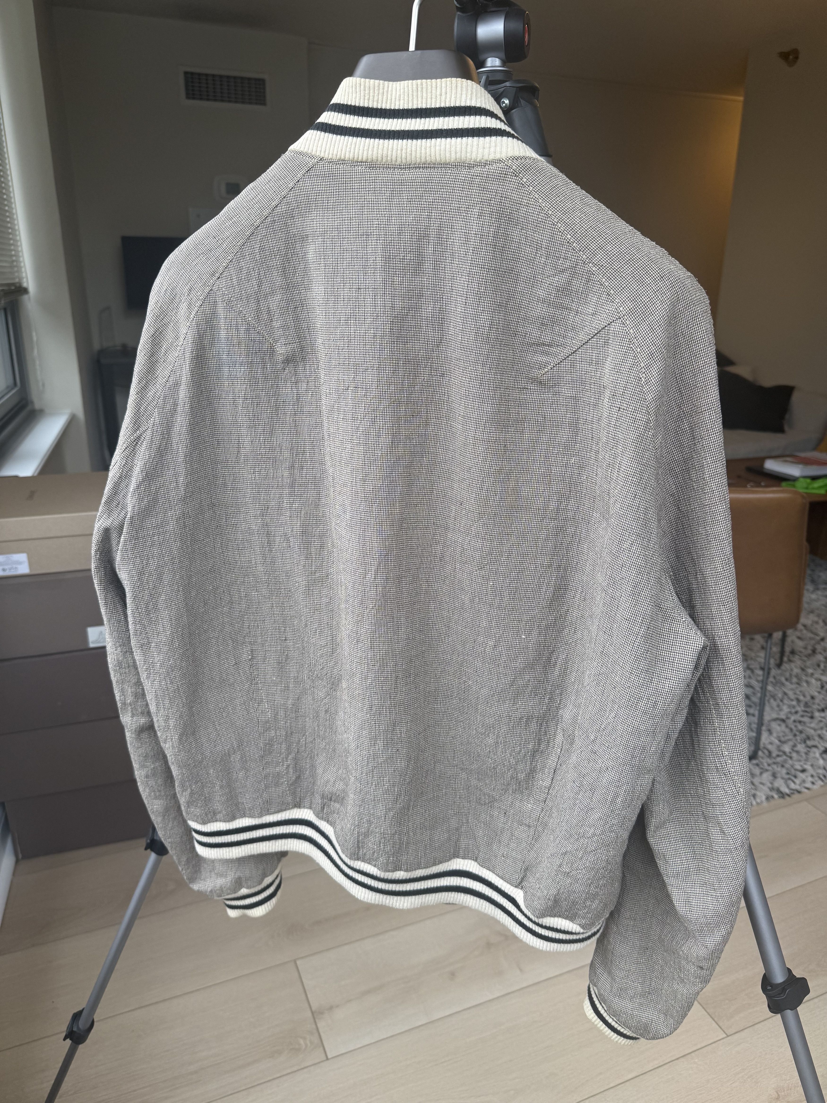 Haider Ackermann Brown/Ecru Linen Houndstooth Varsity Bomber Jacket Size US M / EU 48-50 / 2 - 6 Thumbnail