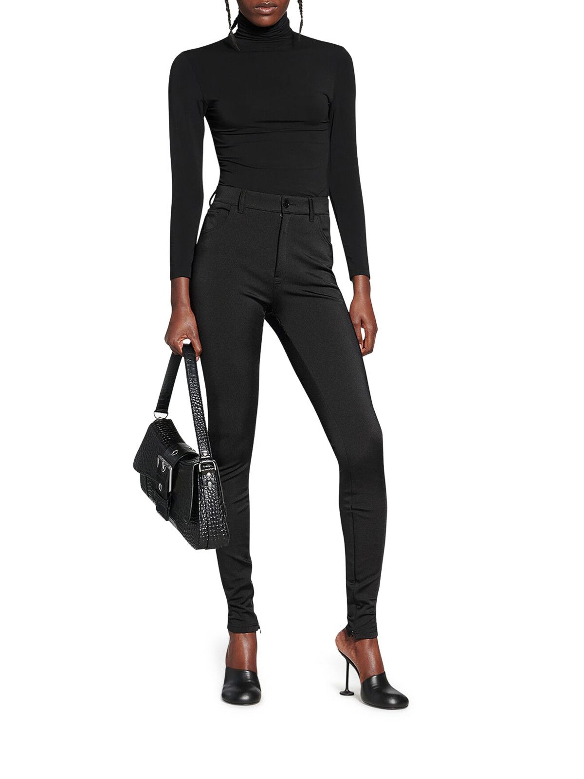 Balenciaga o1bcso1str0525 Stretch Leggings in Black Size 26" / US 2 / IT 38 - 3 Thumbnail