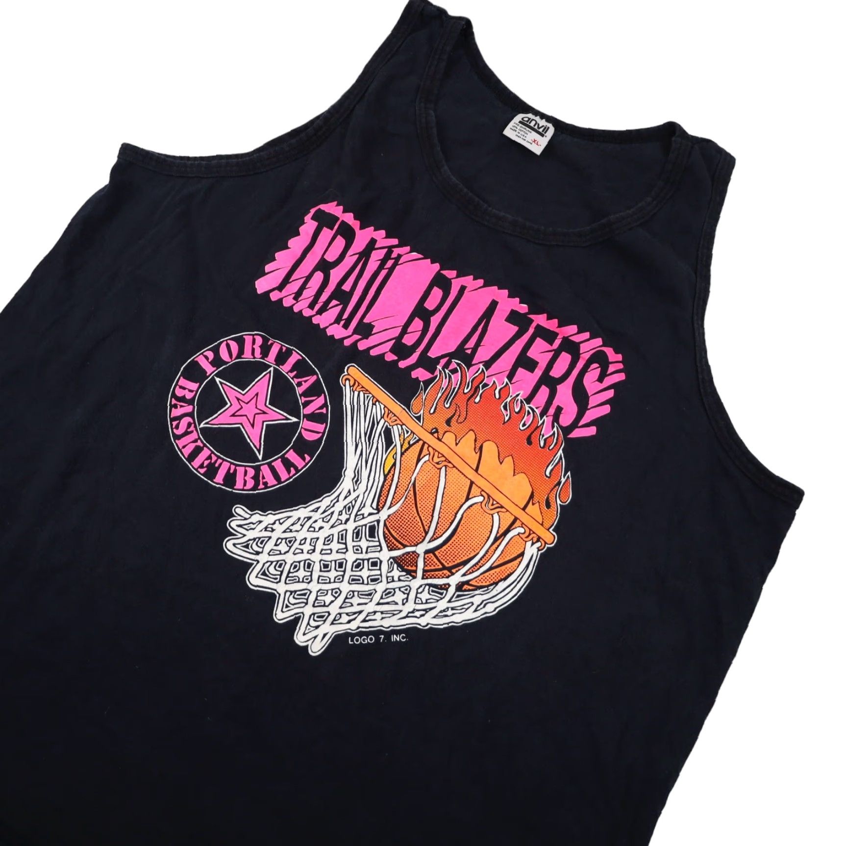 Logo 7 VINTAGE Portland Trail Blazers Logo 7 Tank Top Men XL Black Graphic Shirt Size 46R - 2 Thumbnail