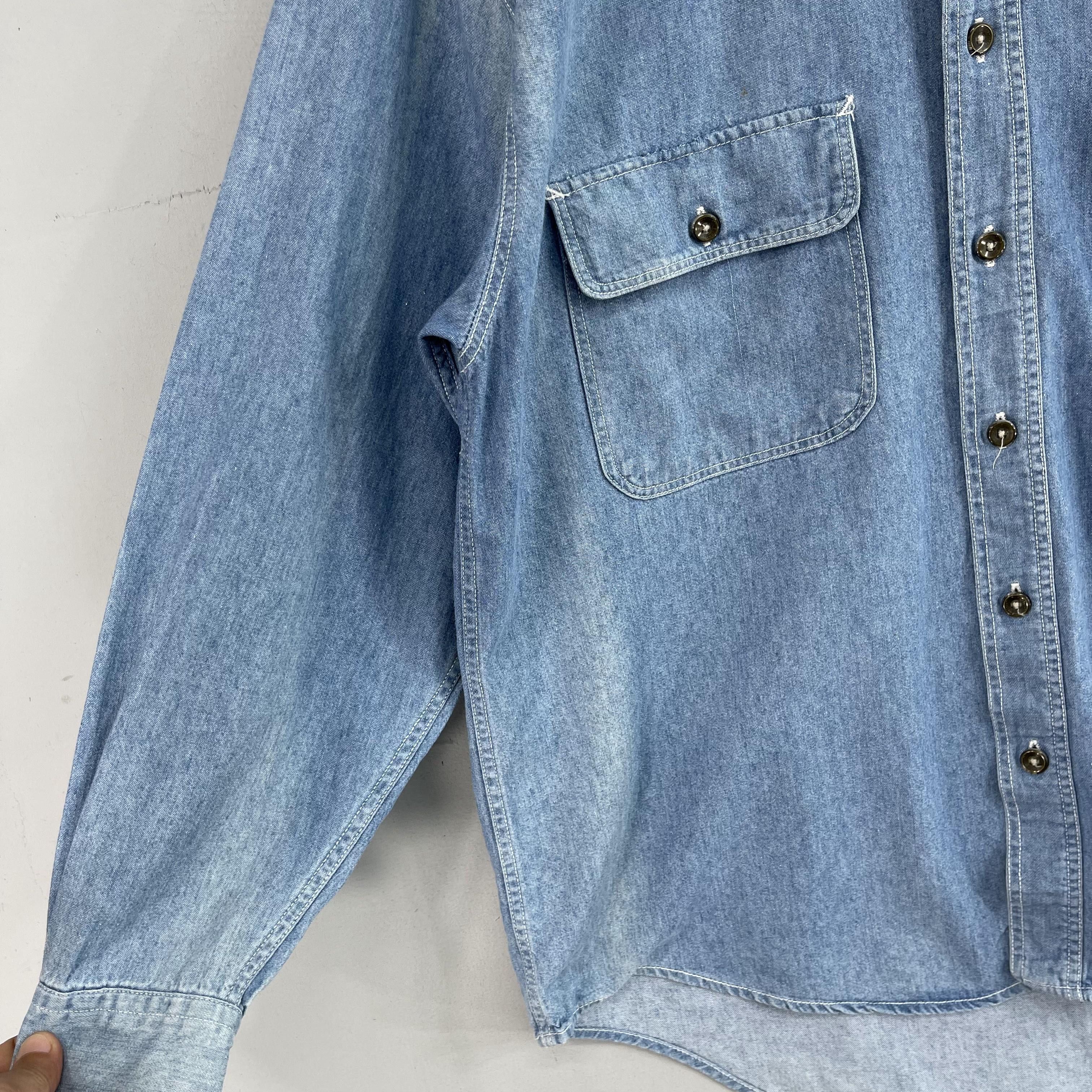 Budweiser × Vintage Vintage BUDWEISER Back Hit Denim Worker Sun Faded Shirt Size US L / EU 52-54 / 3 - 5 Thumbnail