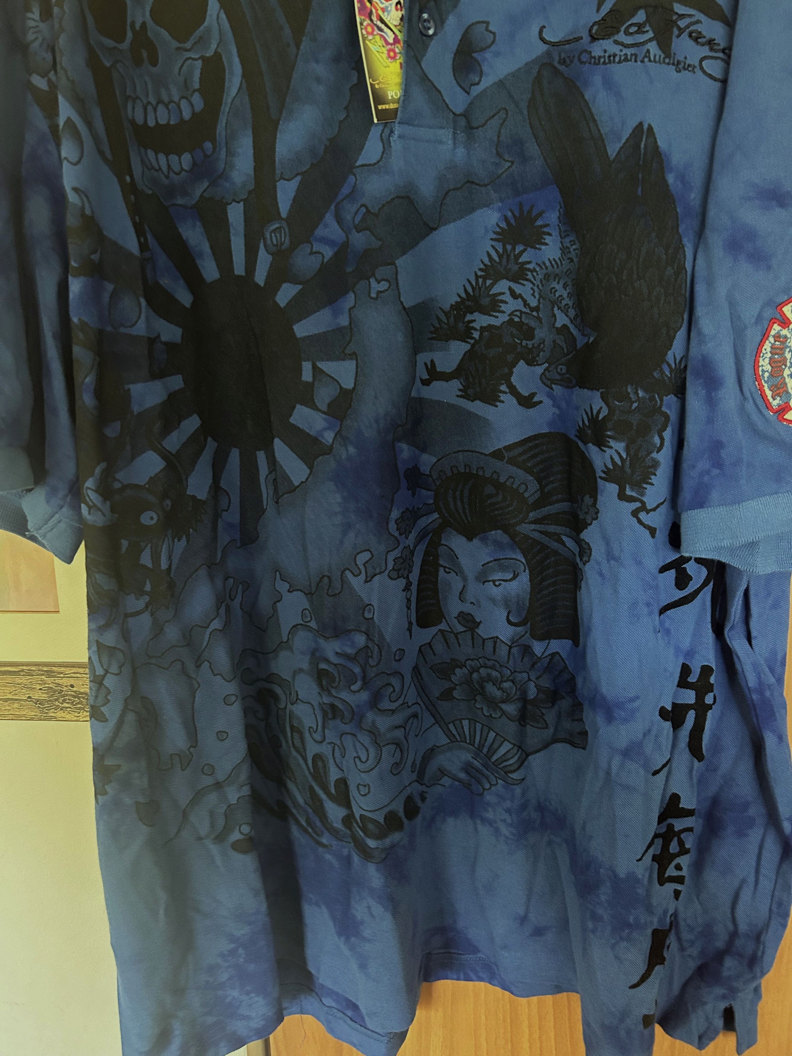 Ed Hardy Ed Hardy Gothic Polo Shirt Skull Dragon Graphic Blue 3XL NWT Size US XXL / EU 58 / 5 - 4 Thumbnail