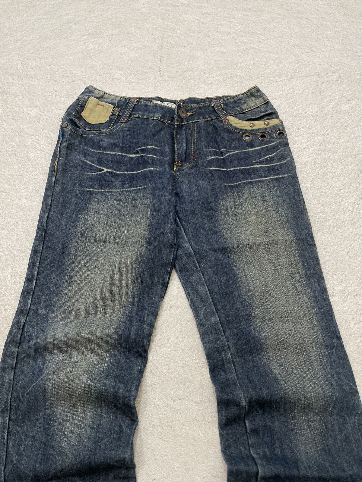 Japanese Brand 00s KSL Archive Japanese Denim Mudwash Jeans Grommet Detail Size US 27 - 3 Thumbnail
