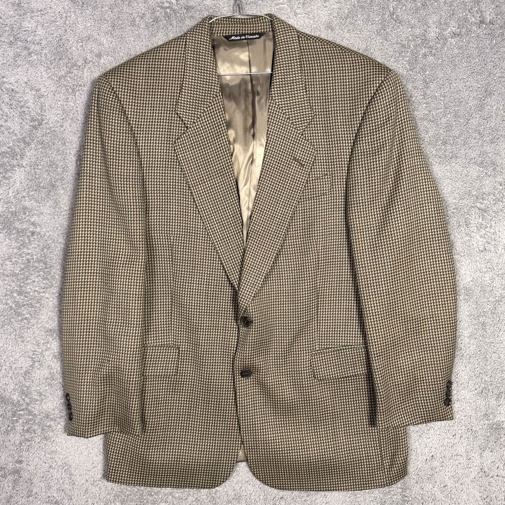 Jack Victor Jack Victor Blazer Men 42L Pure Virgin Wool Houndstooth Tweed Sport Coat Montreal Size 42R - 2 Thumbnail