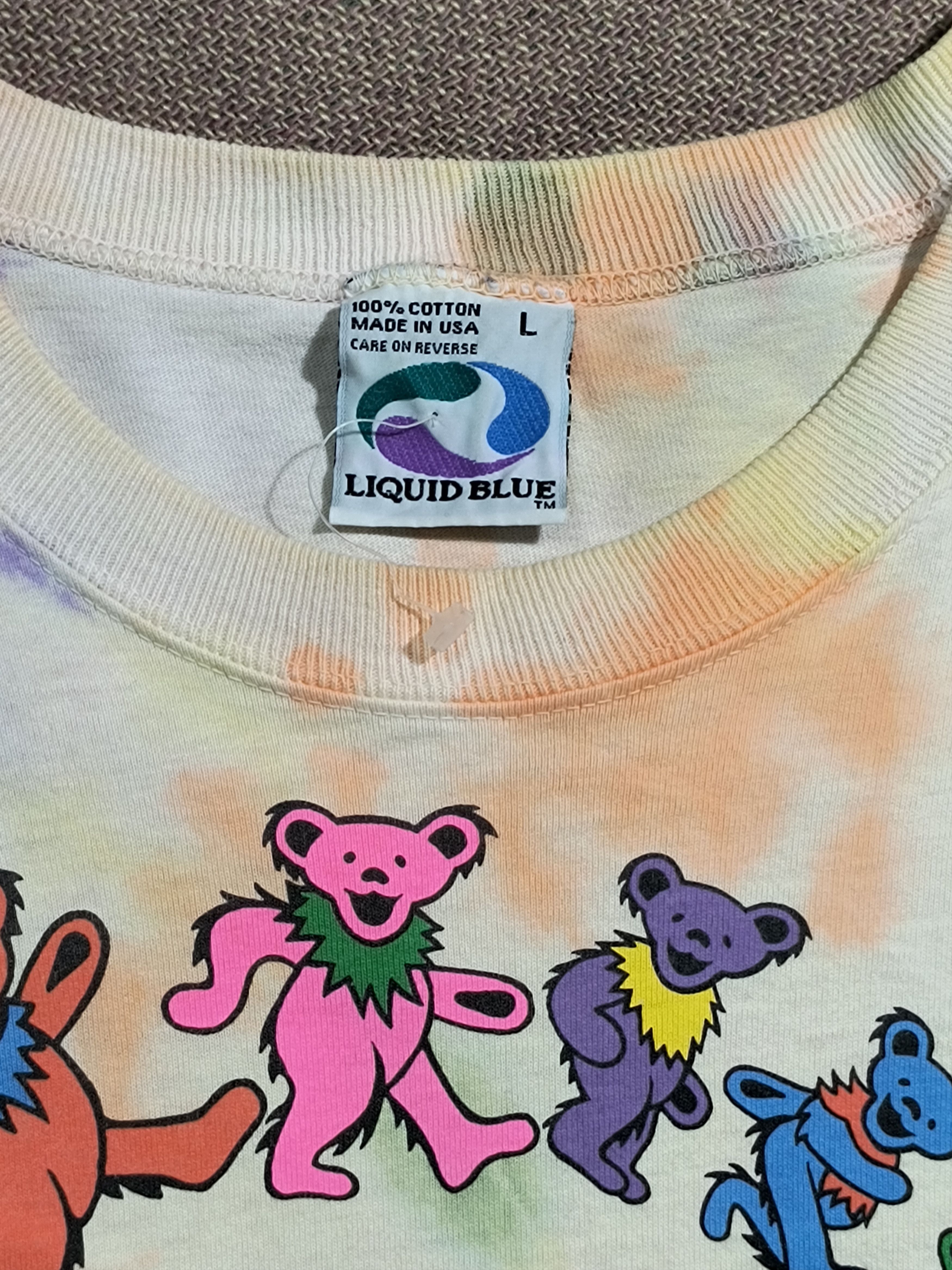 Band Tees Vintage Liquid Blue Greatful Dead Spiral Bears Tie-Dye 1995 Size US L / EU 52-54 / 3 - 3 Thumbnail