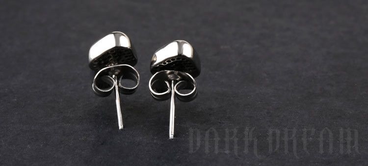 Sterling Silver Skull Dark Earrings One Pairs Chrome Jewelry Size ONE SIZE - 6 Thumbnail