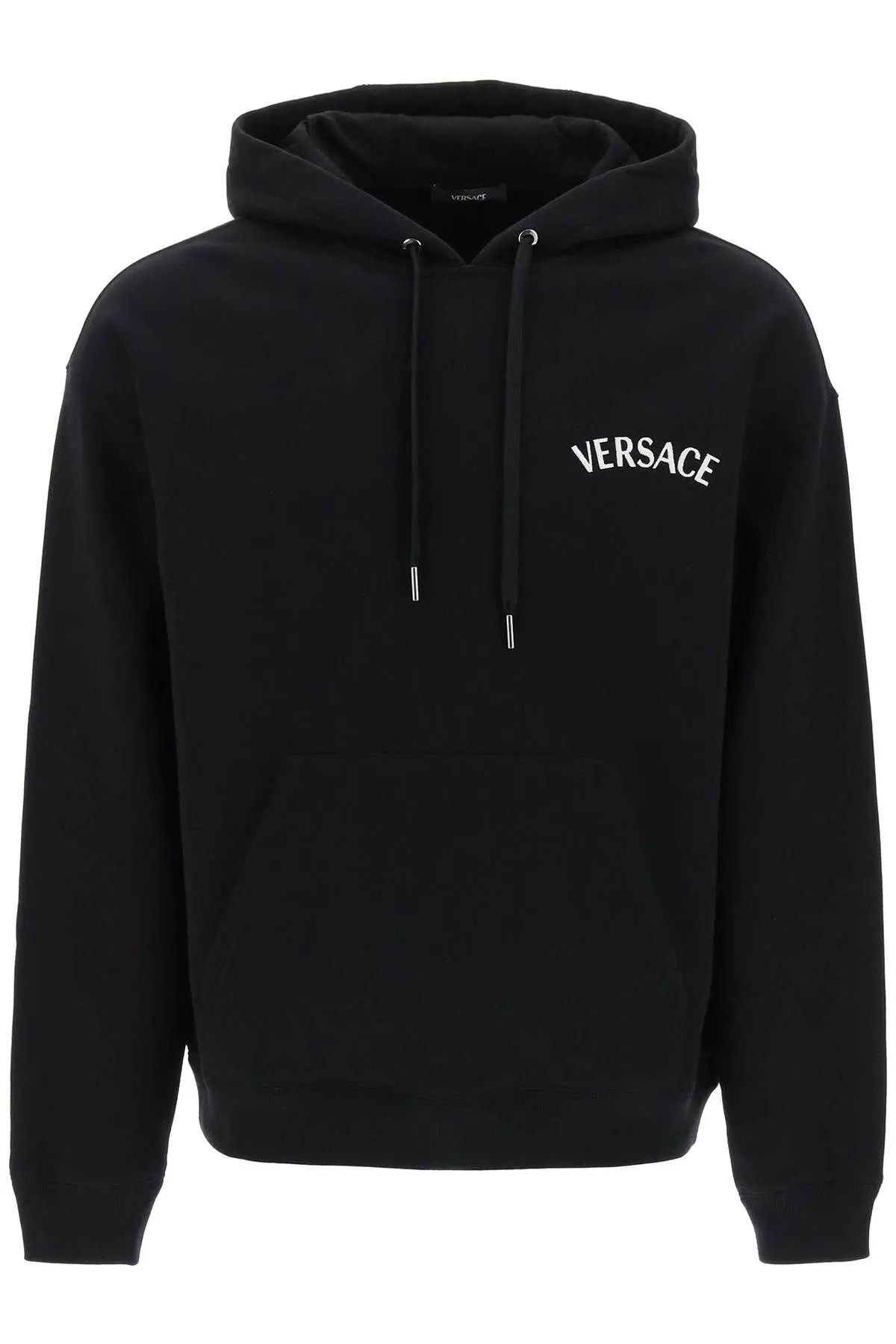 Image of Versace O1S22I1N0124 Milano Stamp Hoodie In Black, Men's (Size XL)